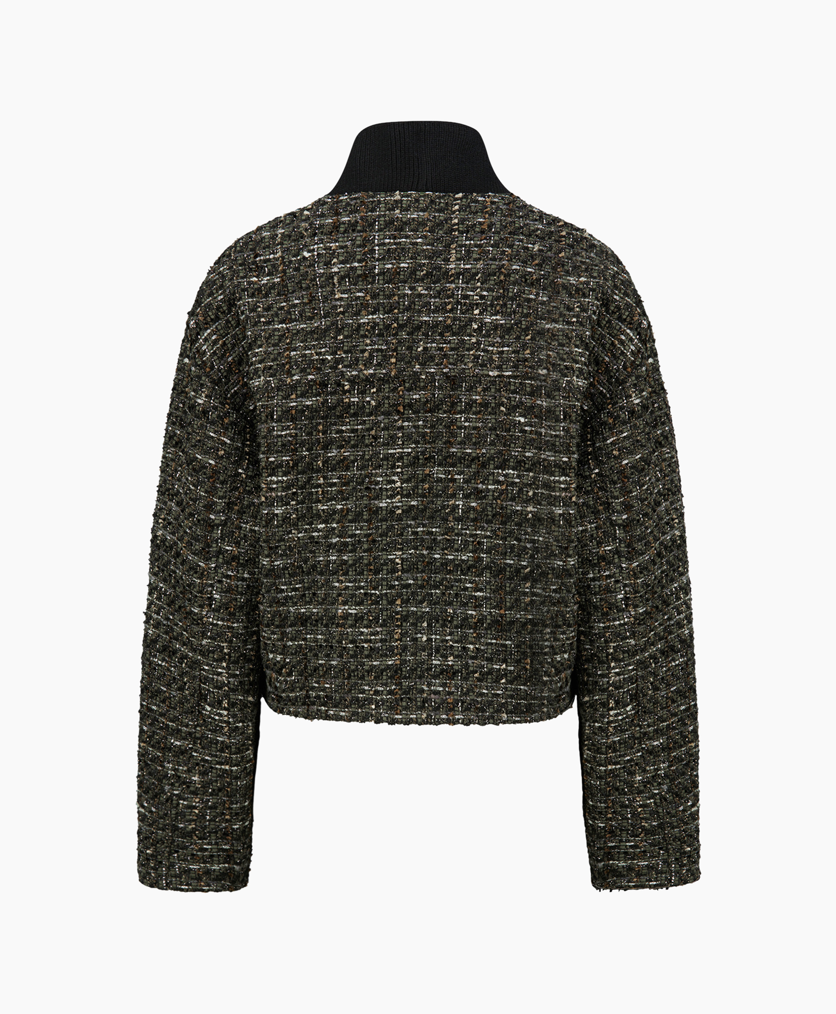 gekort jack, tweed, vest, knopen, zwart kraag