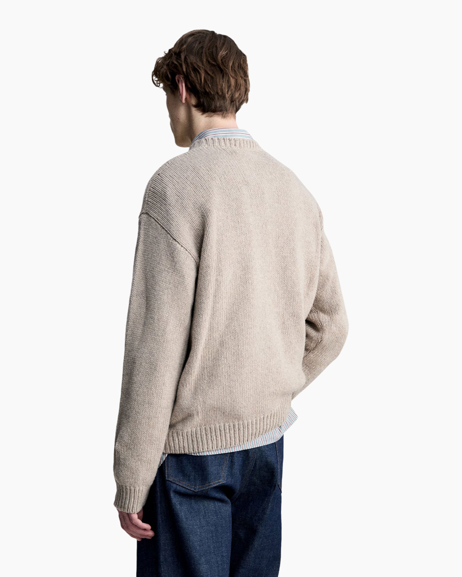 trui, örme, bej, akrn, logo-knit