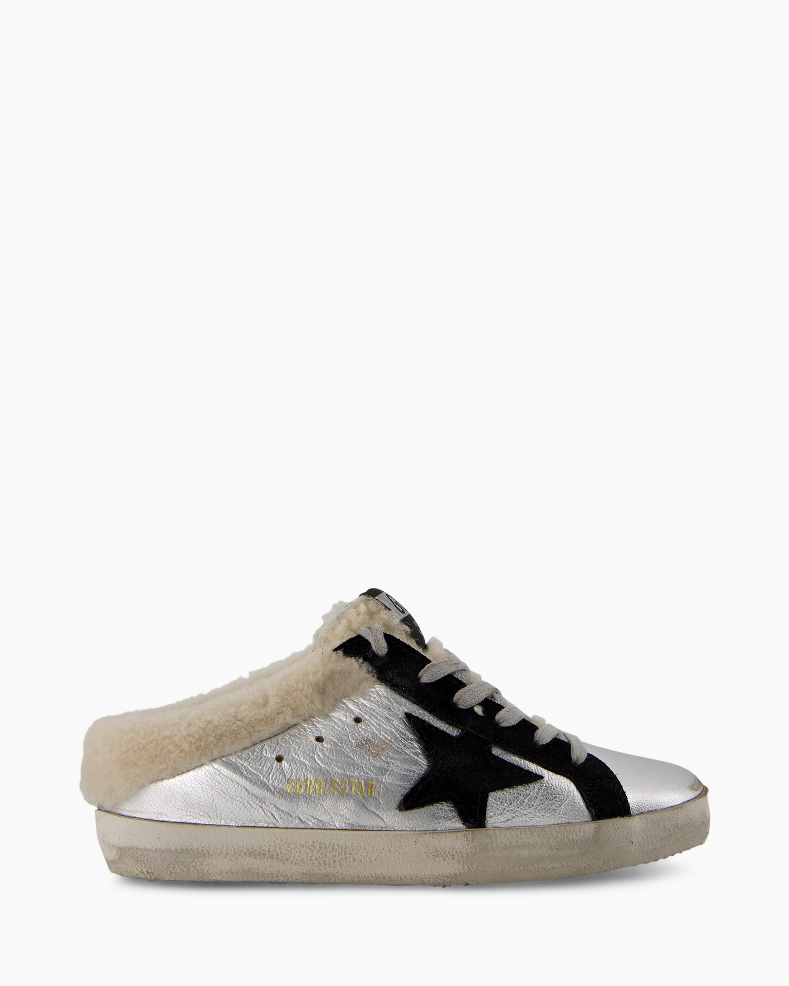 sneaker, metallic, zilver, vachtvoering, ster-logo
