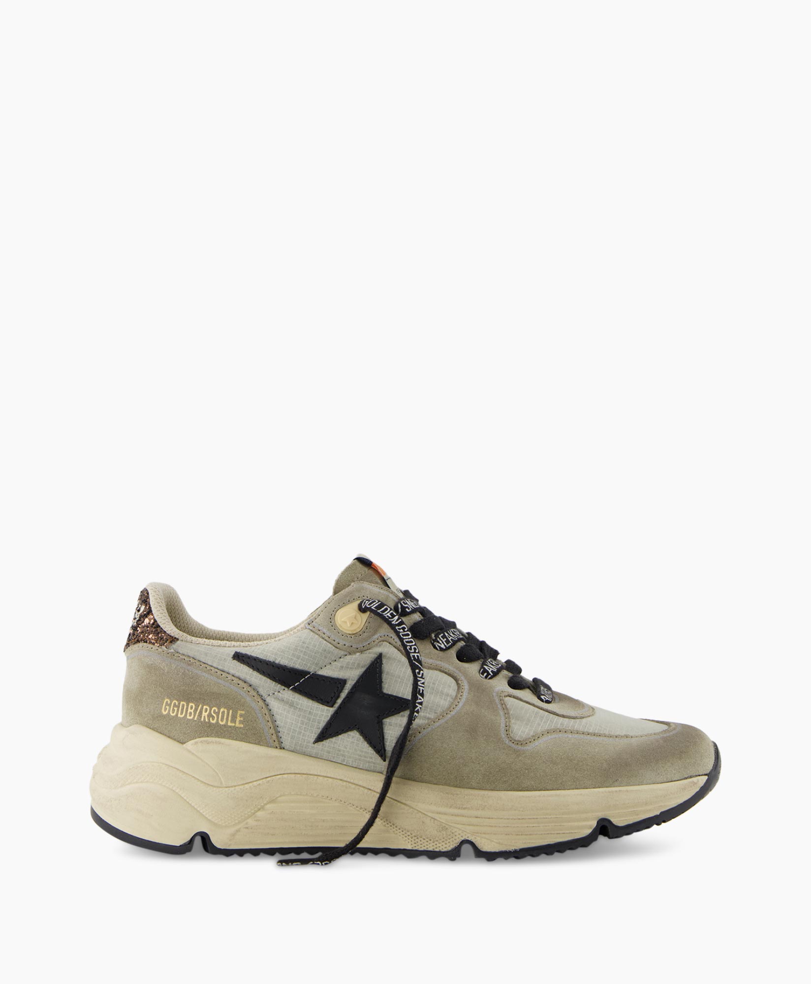 Sneaker Running Sole Nylon Upper Toe Box Suede Toe Taupe