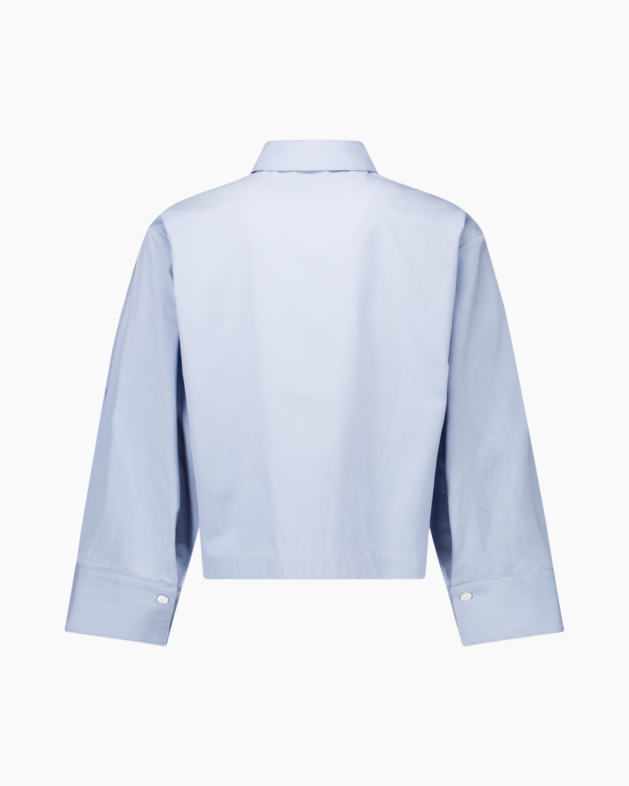 hemd, blouse, lichtblauw, lange mouw, kraag