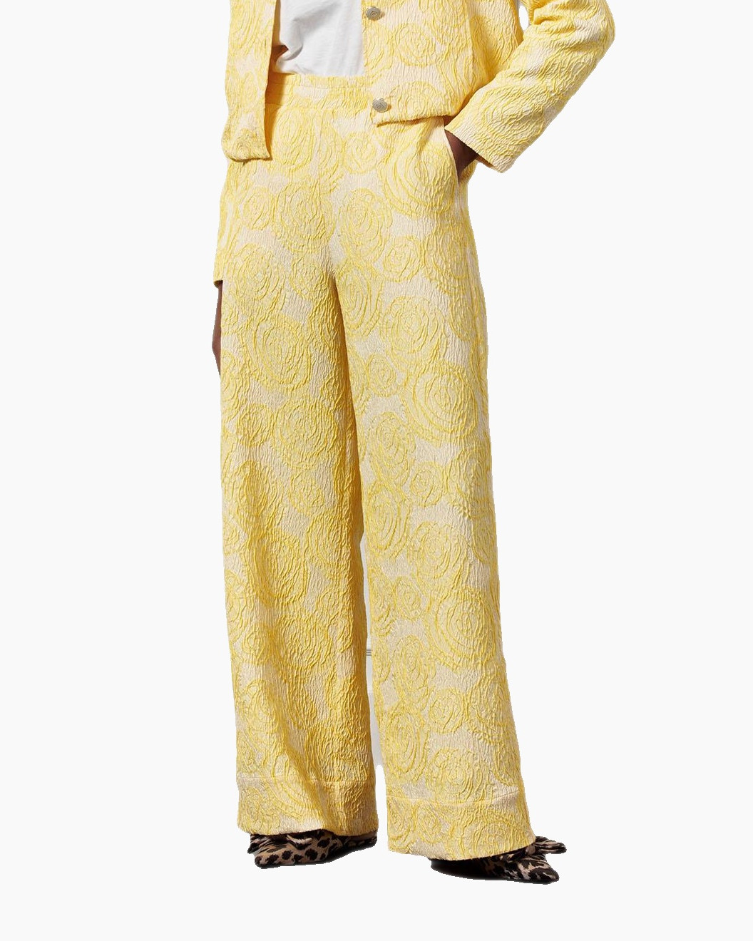 Broek Alba Jacquard Trousers Geel