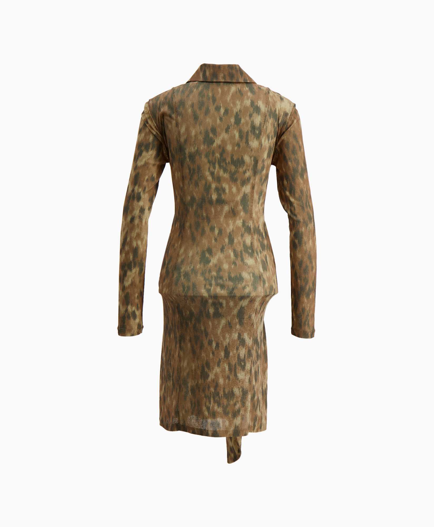 leopard print, button-down, tie waist, long-sleeve, dress