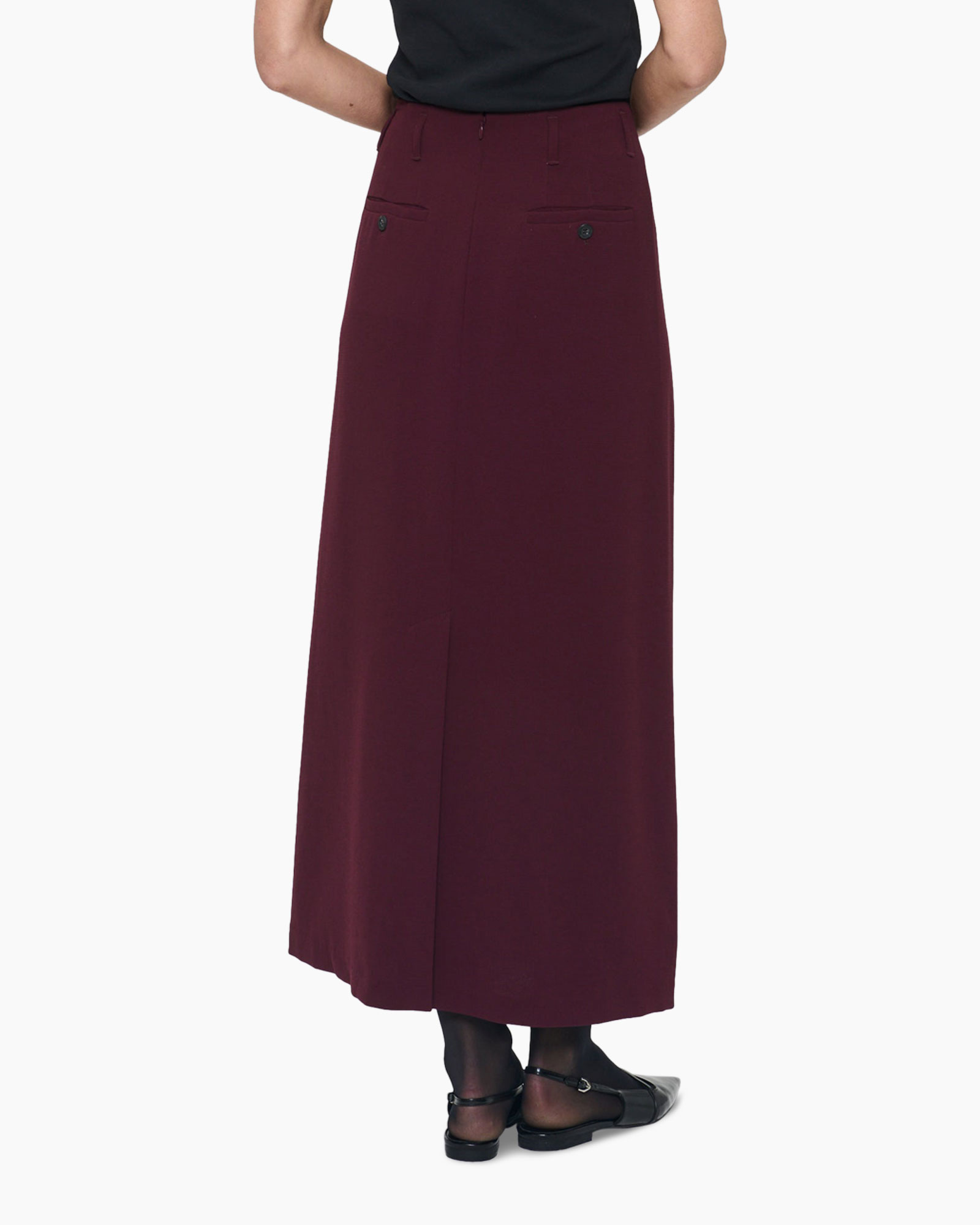 Midi Rok Kozo Crepe Flowy Long Bordeaux