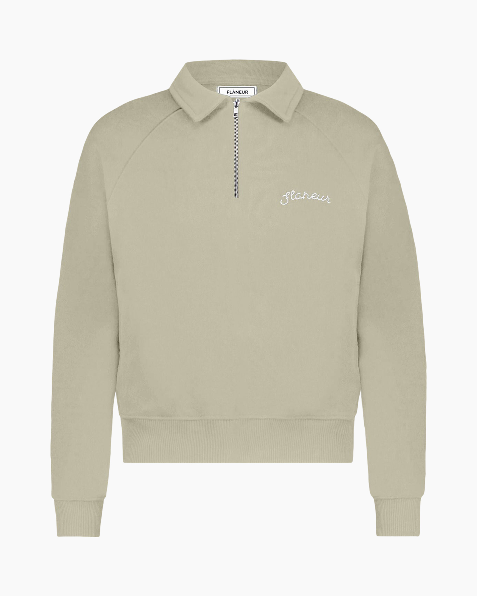 Sweater Signature Raglan Half Zip Beige