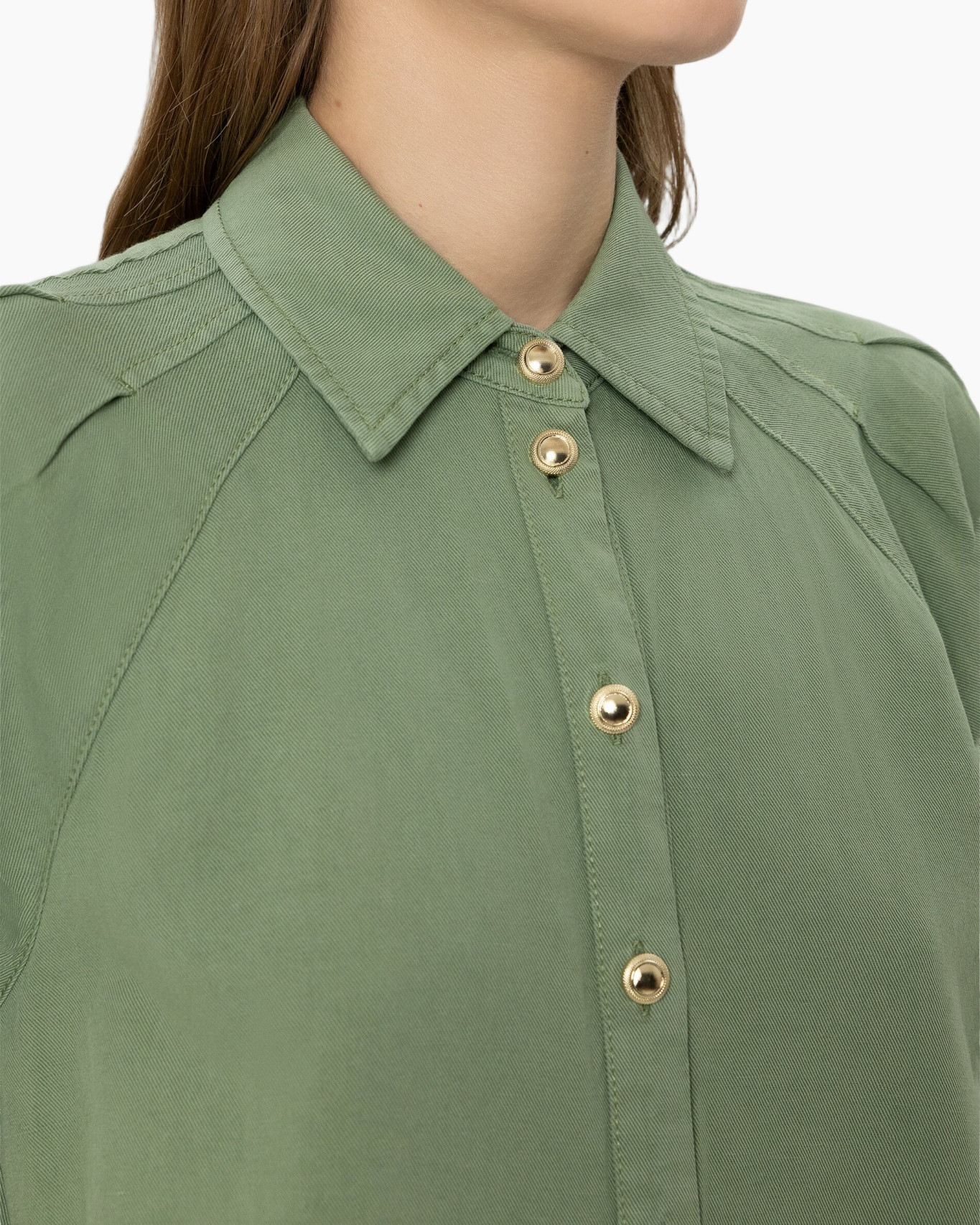 hemd, kraag, knopen, groen, stof