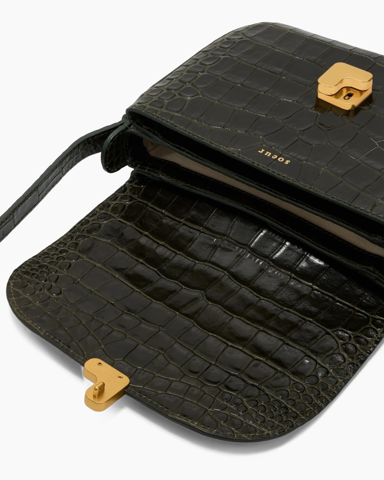 portemonnee, tas, handtas, krokodillenleer textuur, gouden hardware