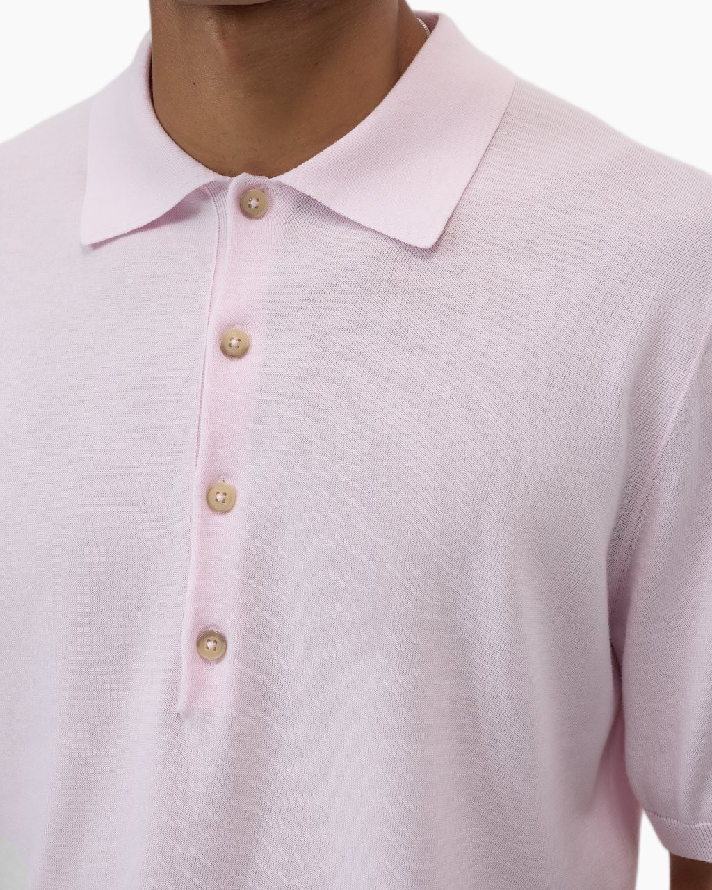 poloshirt, lichtroze, korte mouw, knopslijst, kraag polo