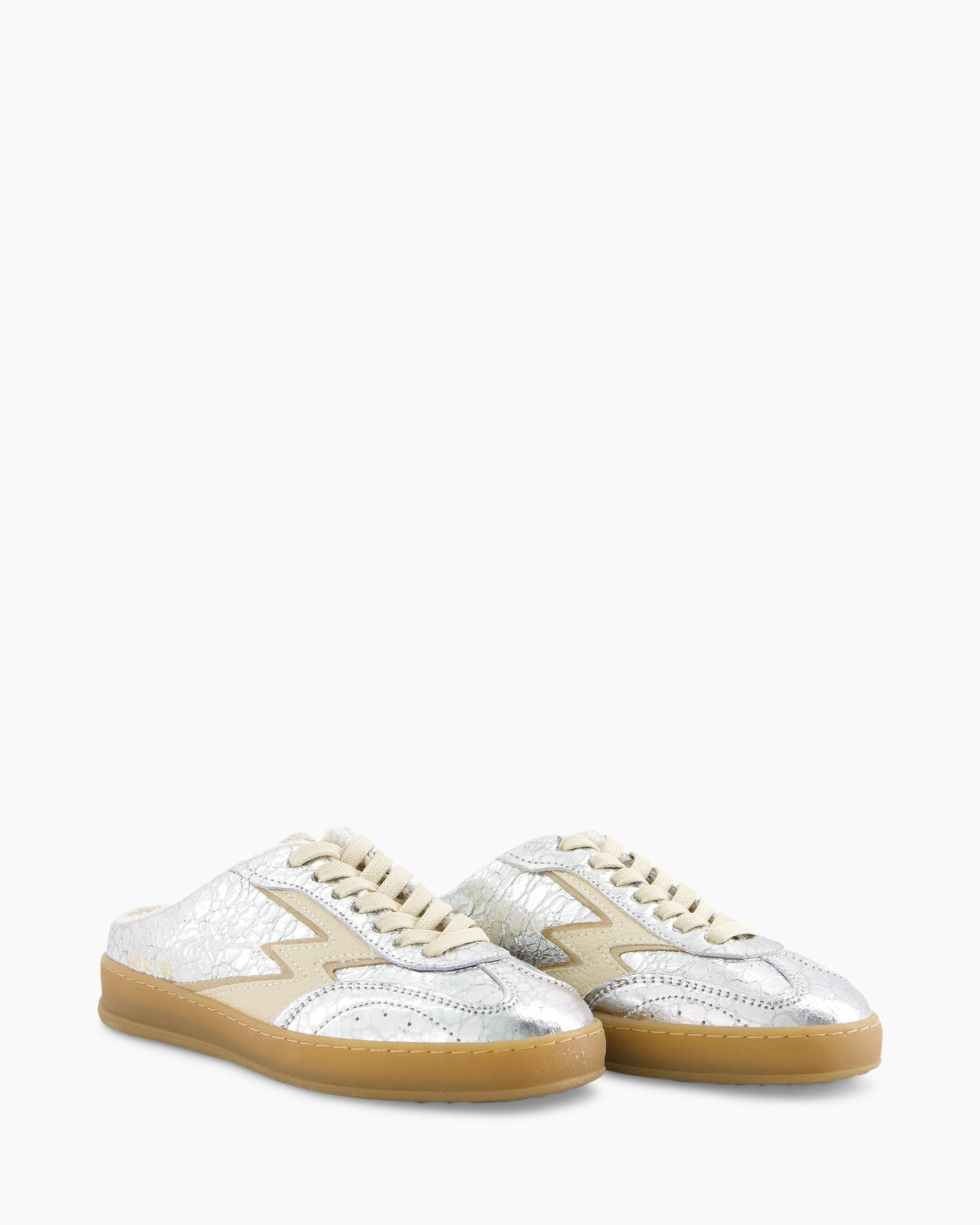 sneakers, metallic, zilveren, laag- sneakers, veters
