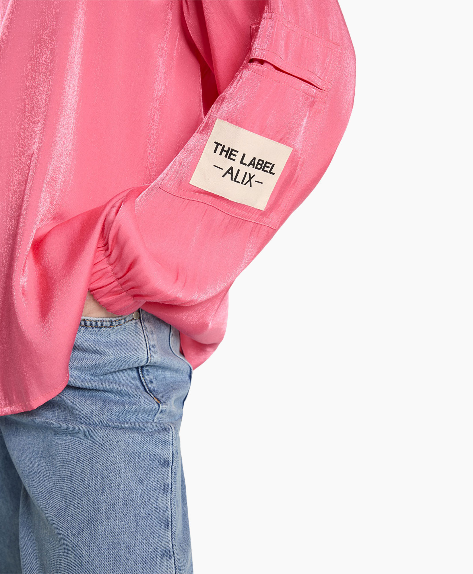 Blouse Woven Shiny Satin Pink