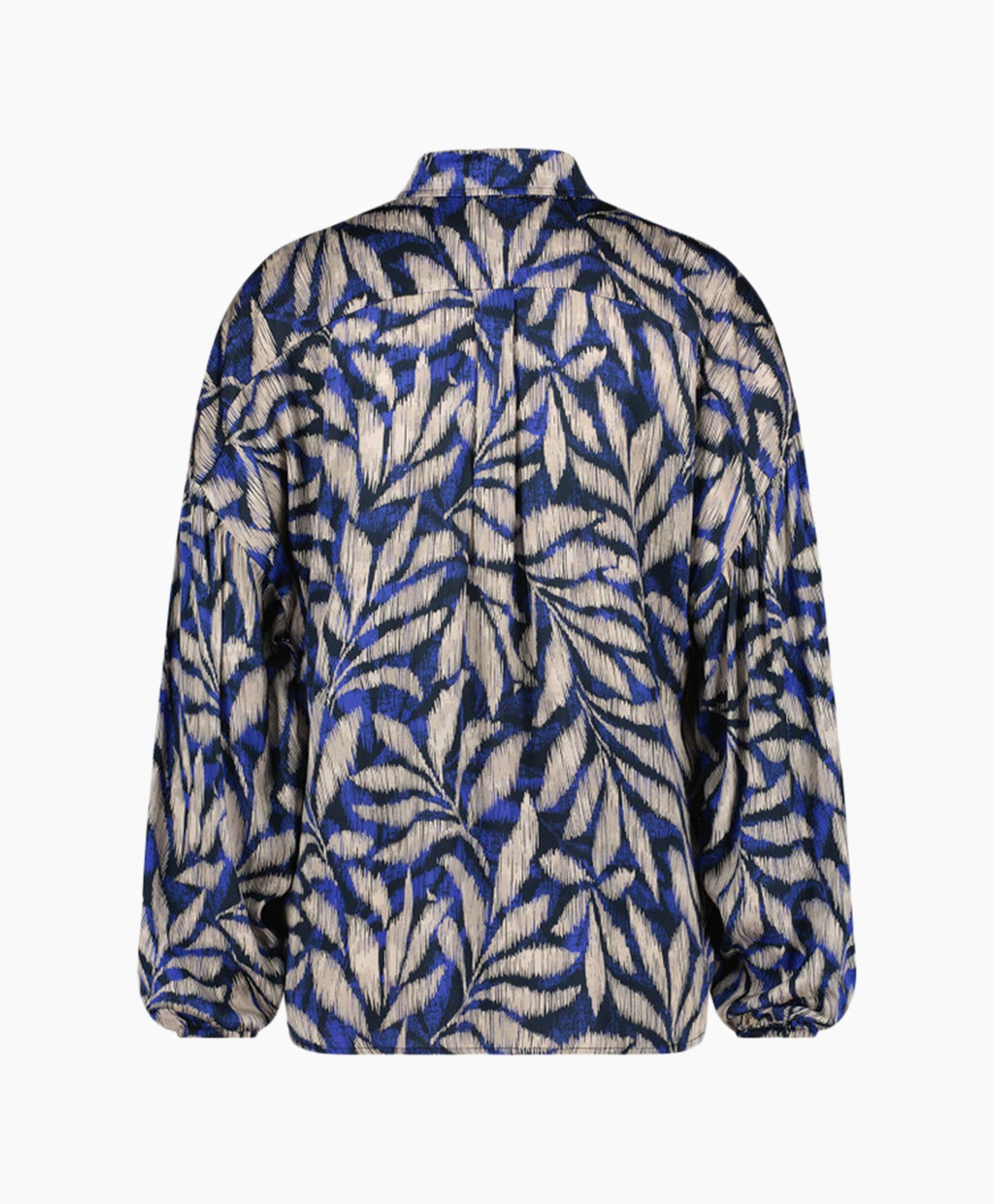 Blouse Cooper Satin Big Flower Blouse Blauw