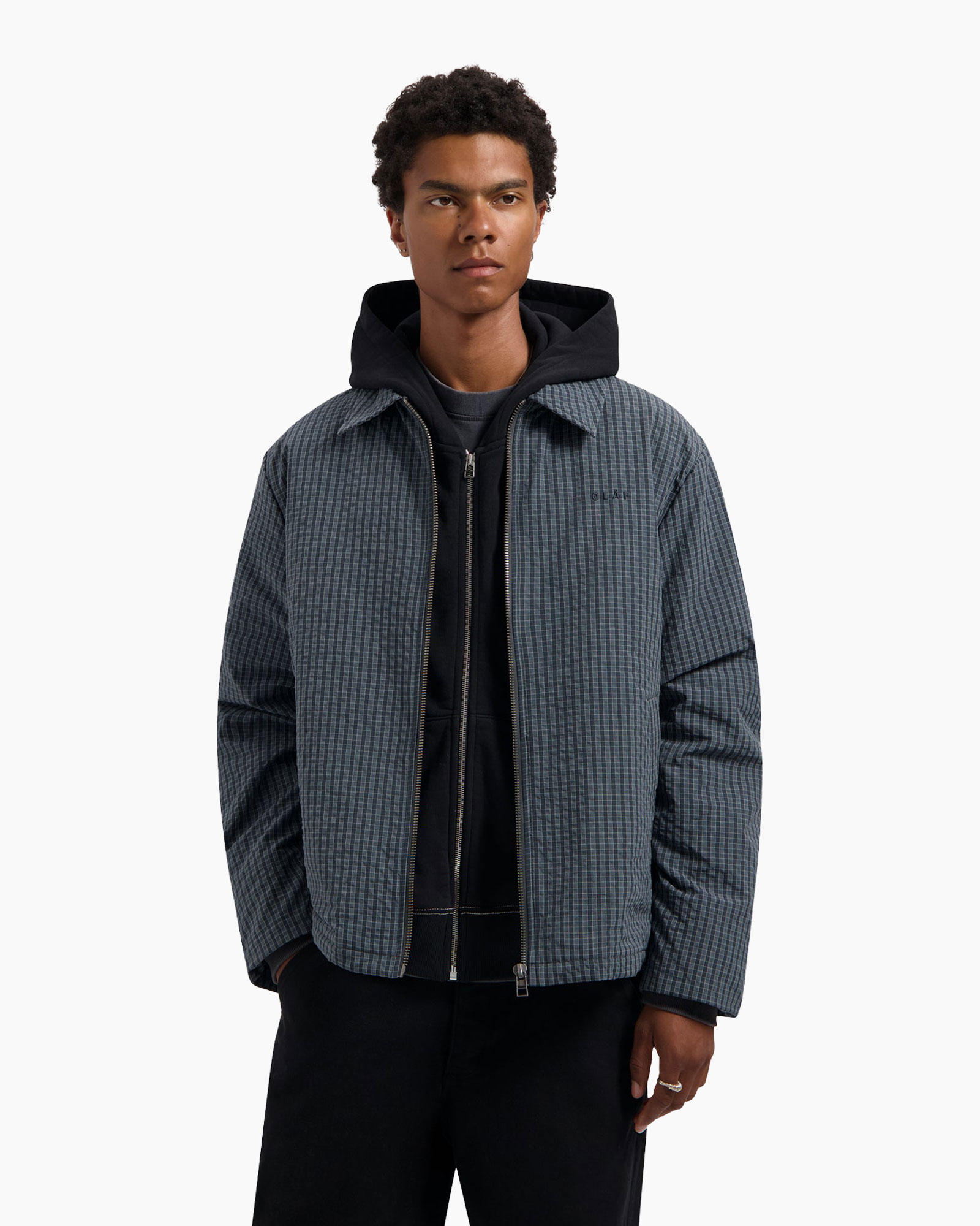 Jack Checked Padded Coach Donker Blauw