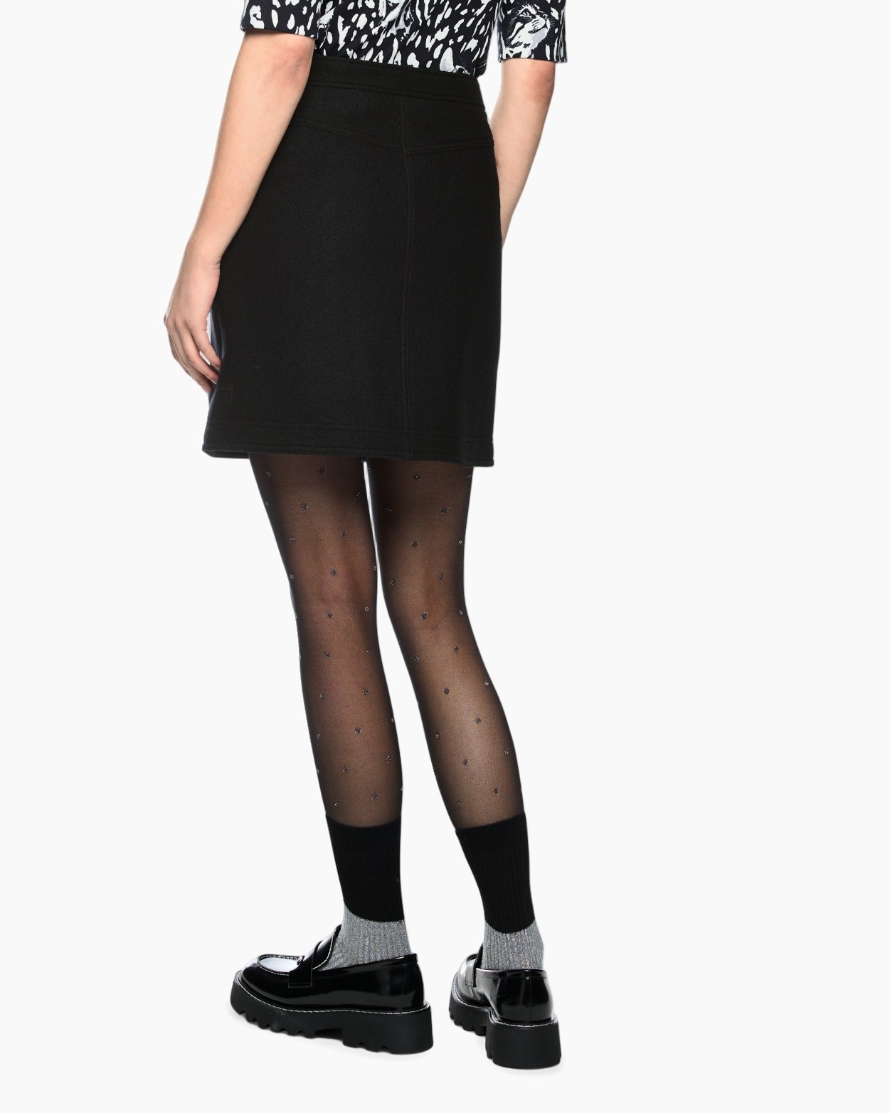 rok, zwart, mini, A-lijn, denim-achtig