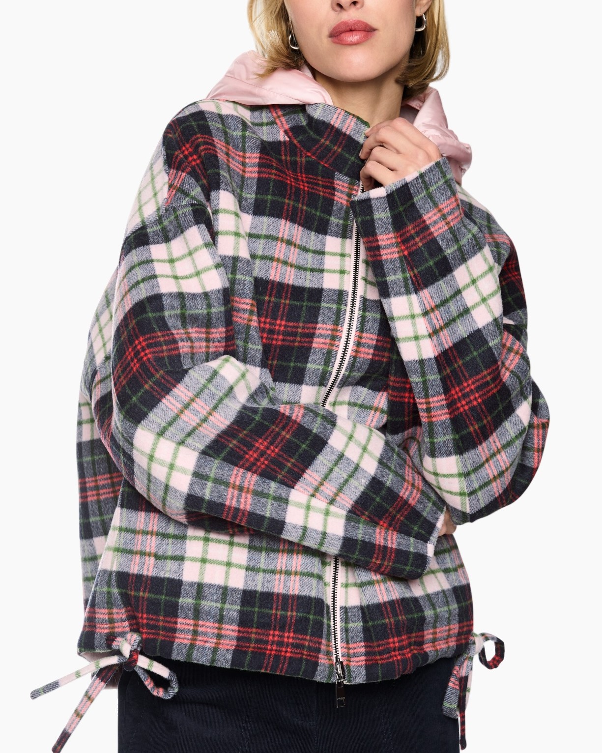 tartan, flanell, rits, jas, veelkleurig