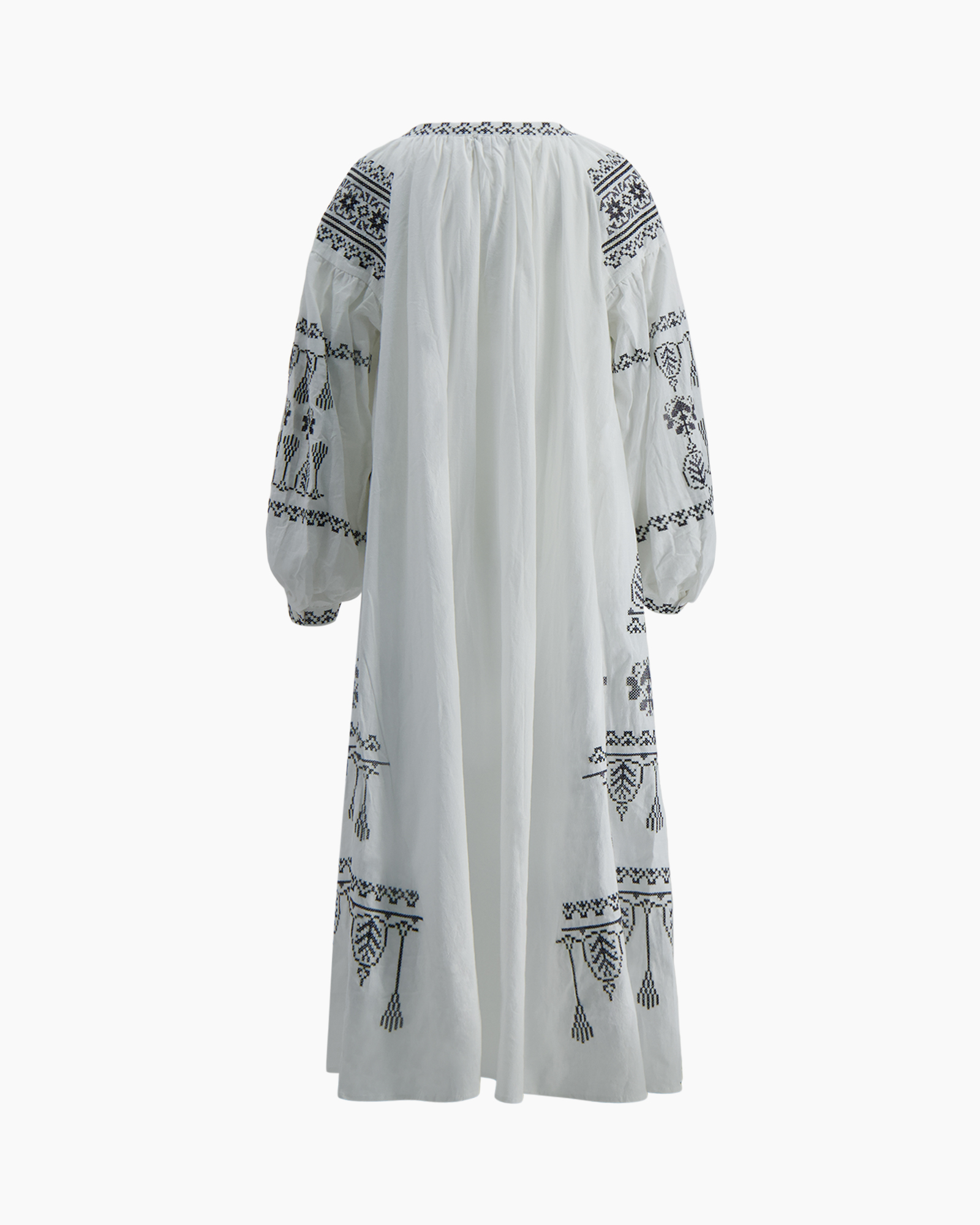 dress, embroidery, maxi, white, long-sleeve