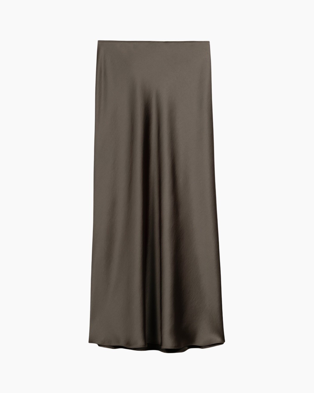 rok, midi, zijde, taupe, eenvoudig