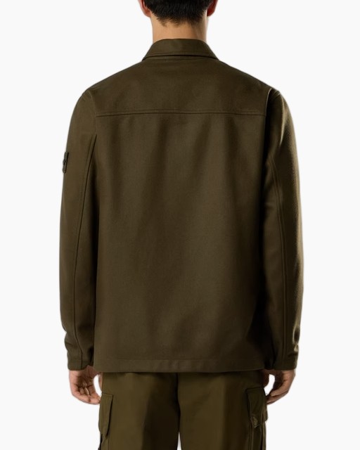 hemd, knopen shirt, olijf, lange mouwen, kraag