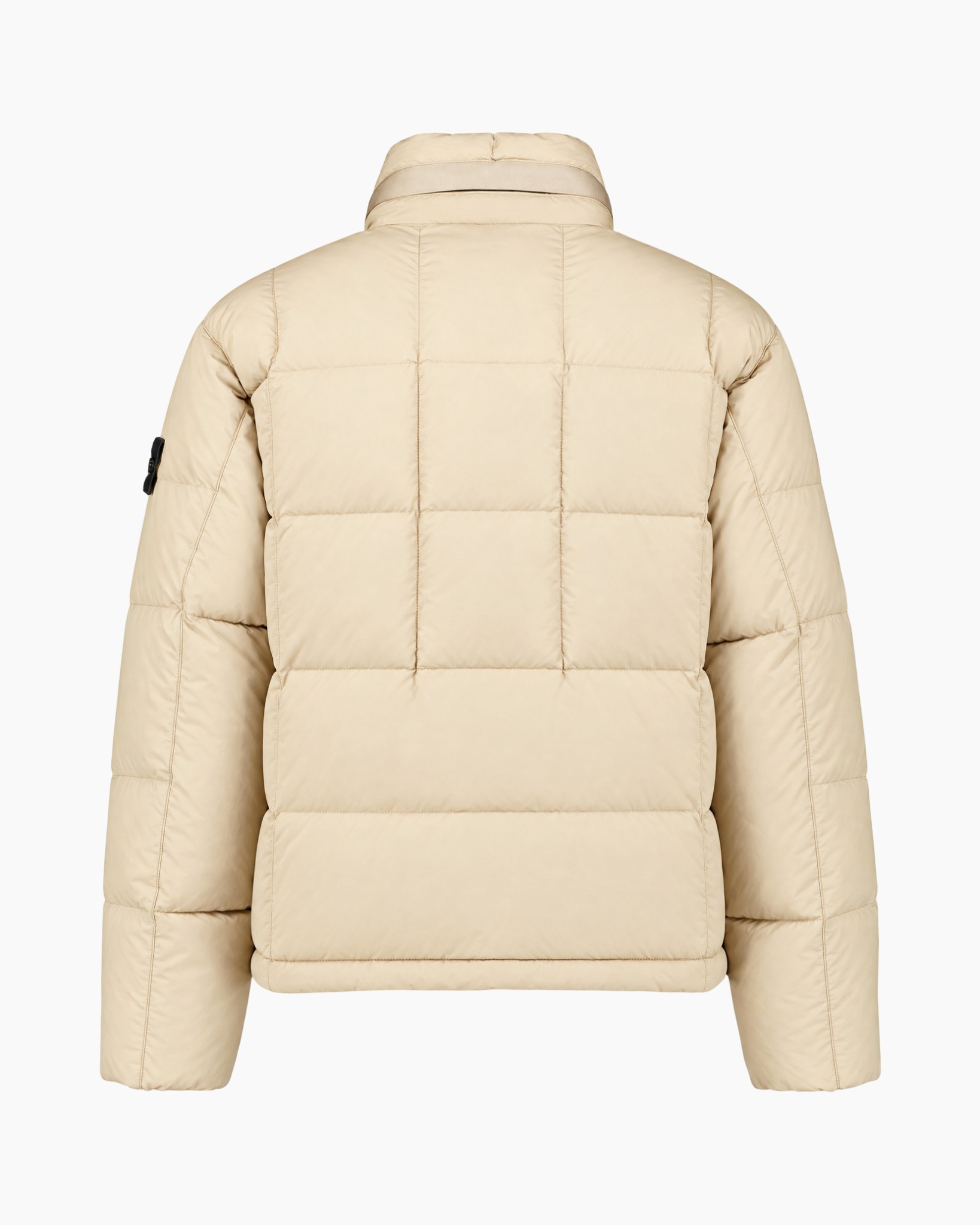puffer, jas, beige, dons, kraag