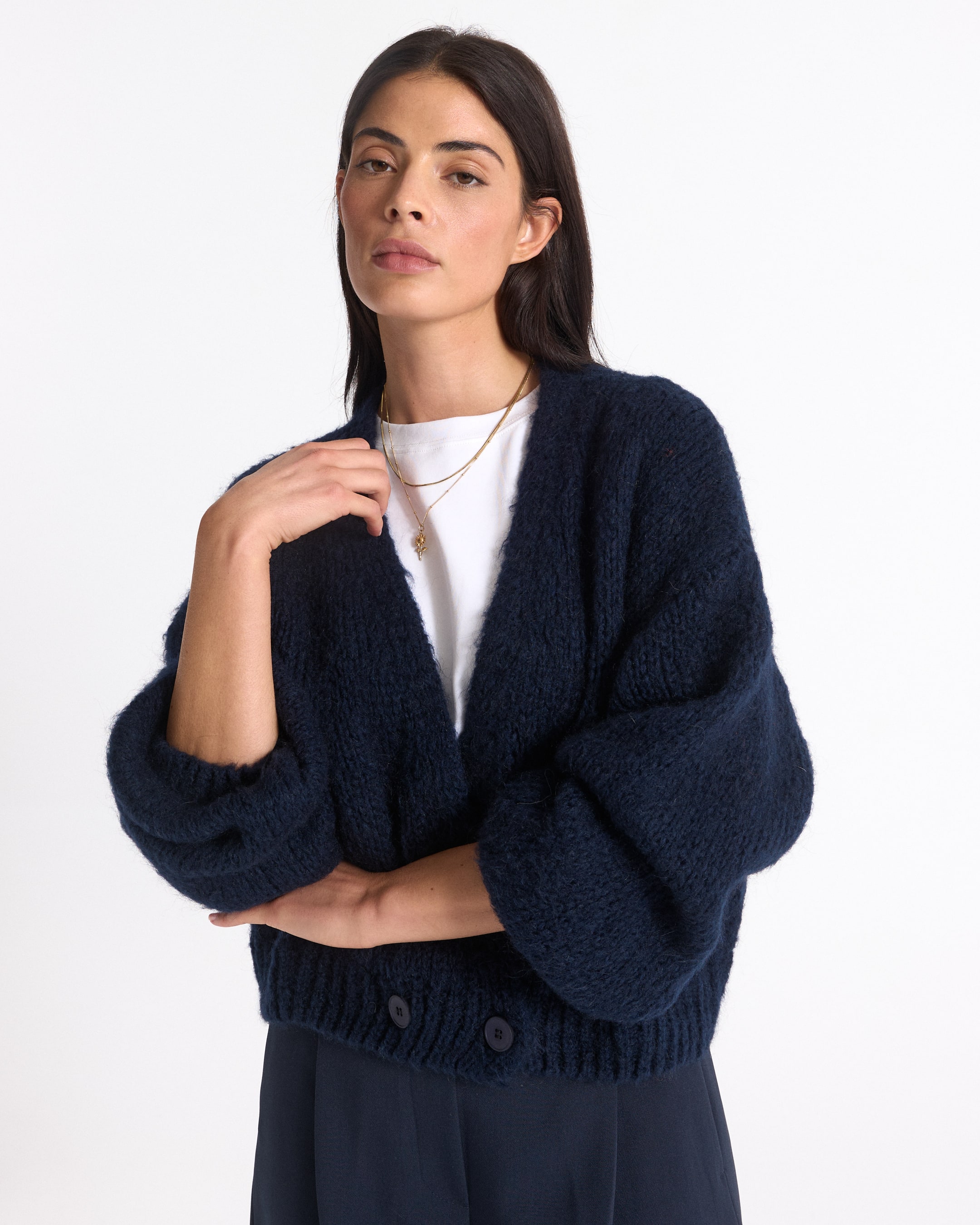 cardigan, navy, breip, oversized, buttons