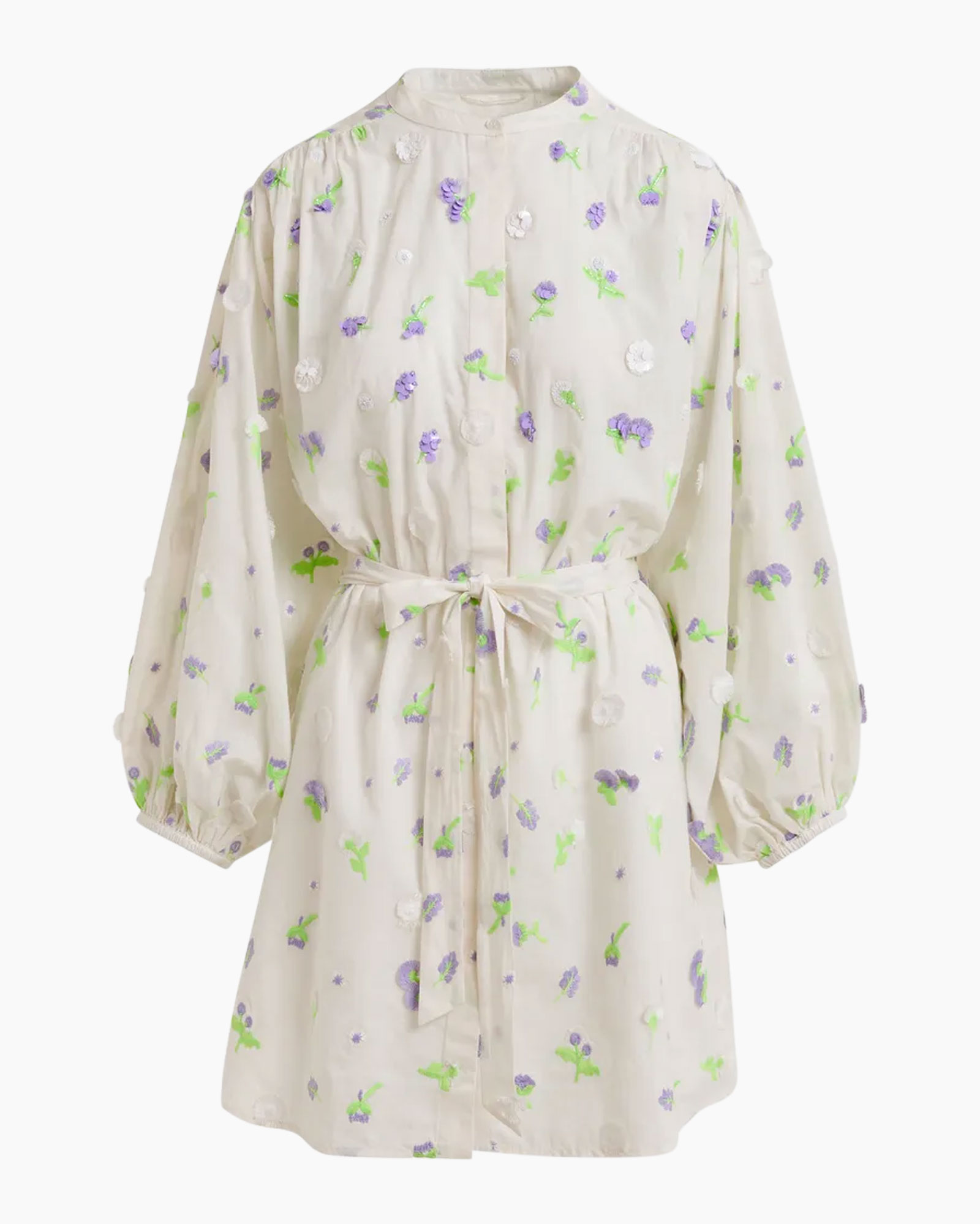 dress, shift dress, floral pattern, belted, long sleeve