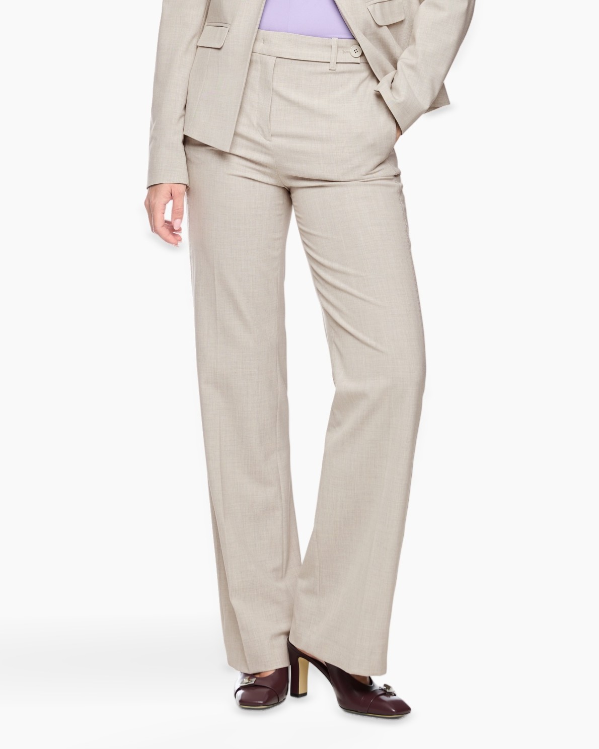 broeken, broek, beige, wijd, zaken