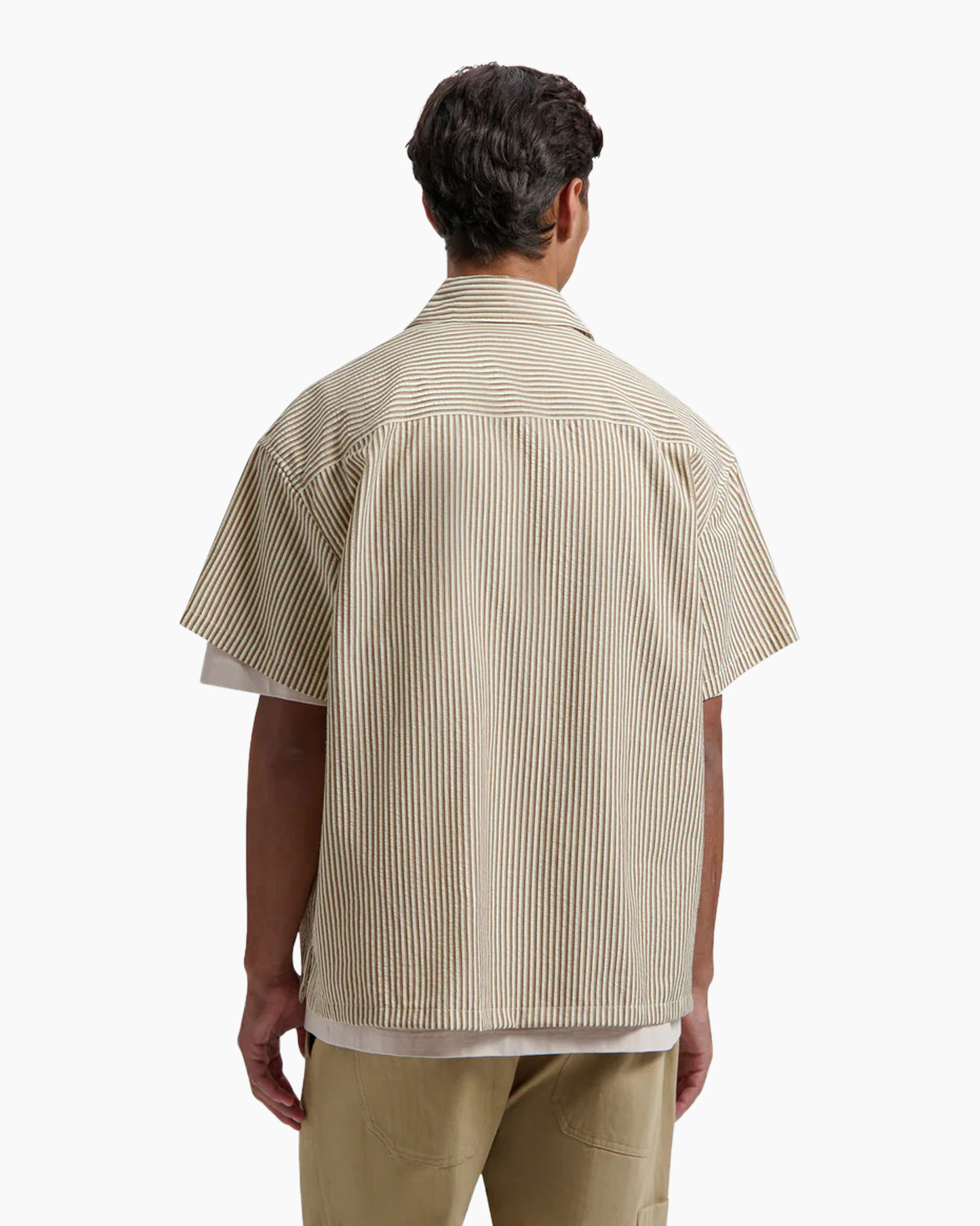 Overhemd Boxy Seersucker Stripe Bruin