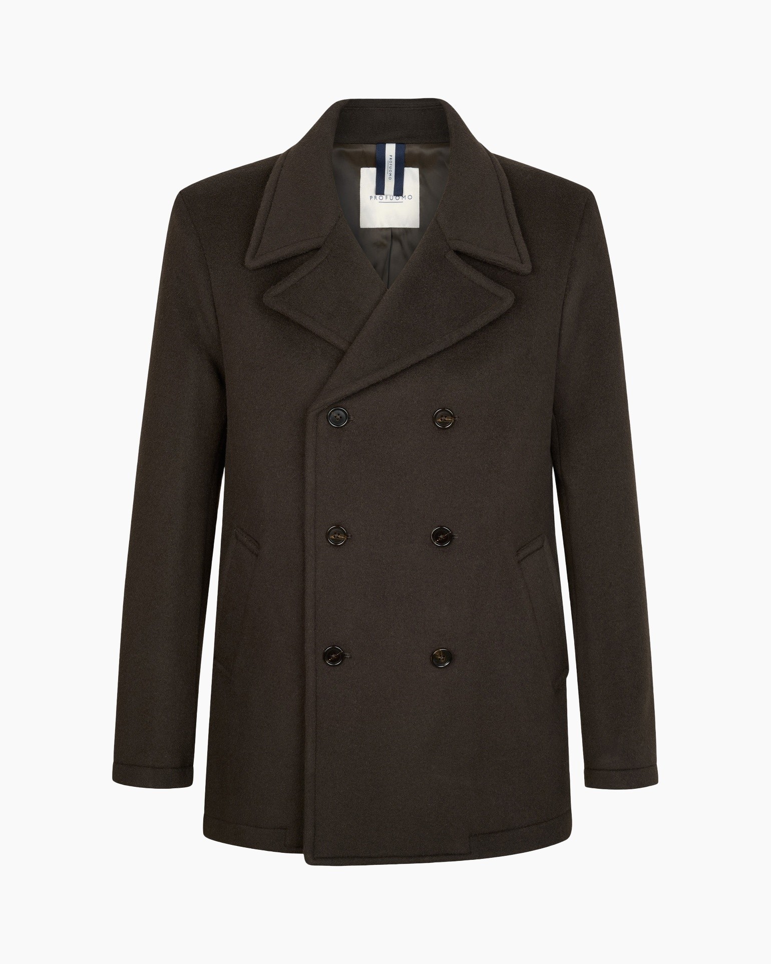 jas, peacoat, dubbelbreasted, bruin, langemouw