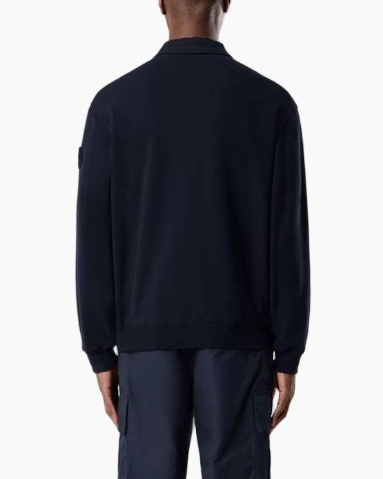 navy polo, langer mouw polo, polo shirt, crew neck, effen kleur