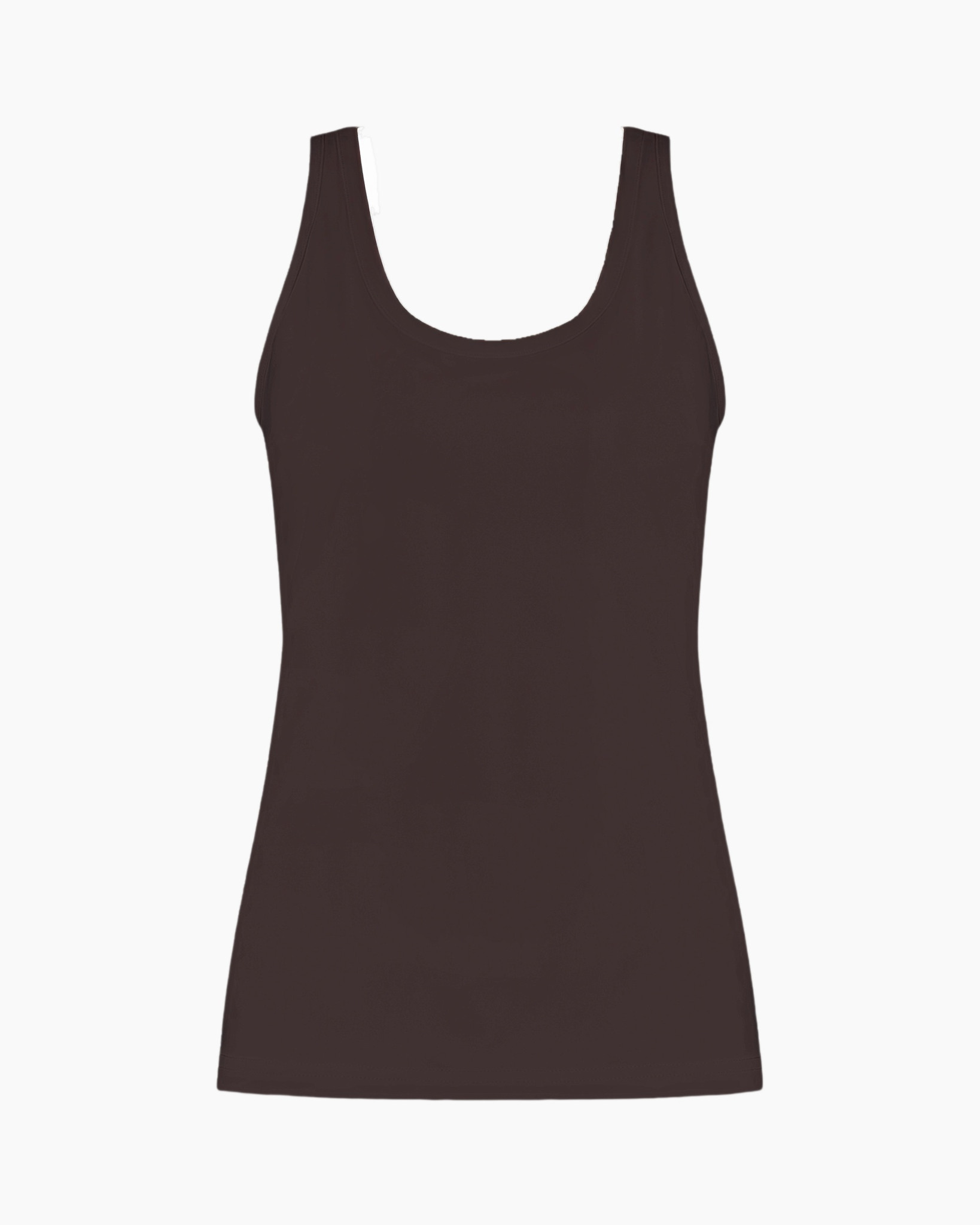 tank top, sleeveless, brown, basic, solid color