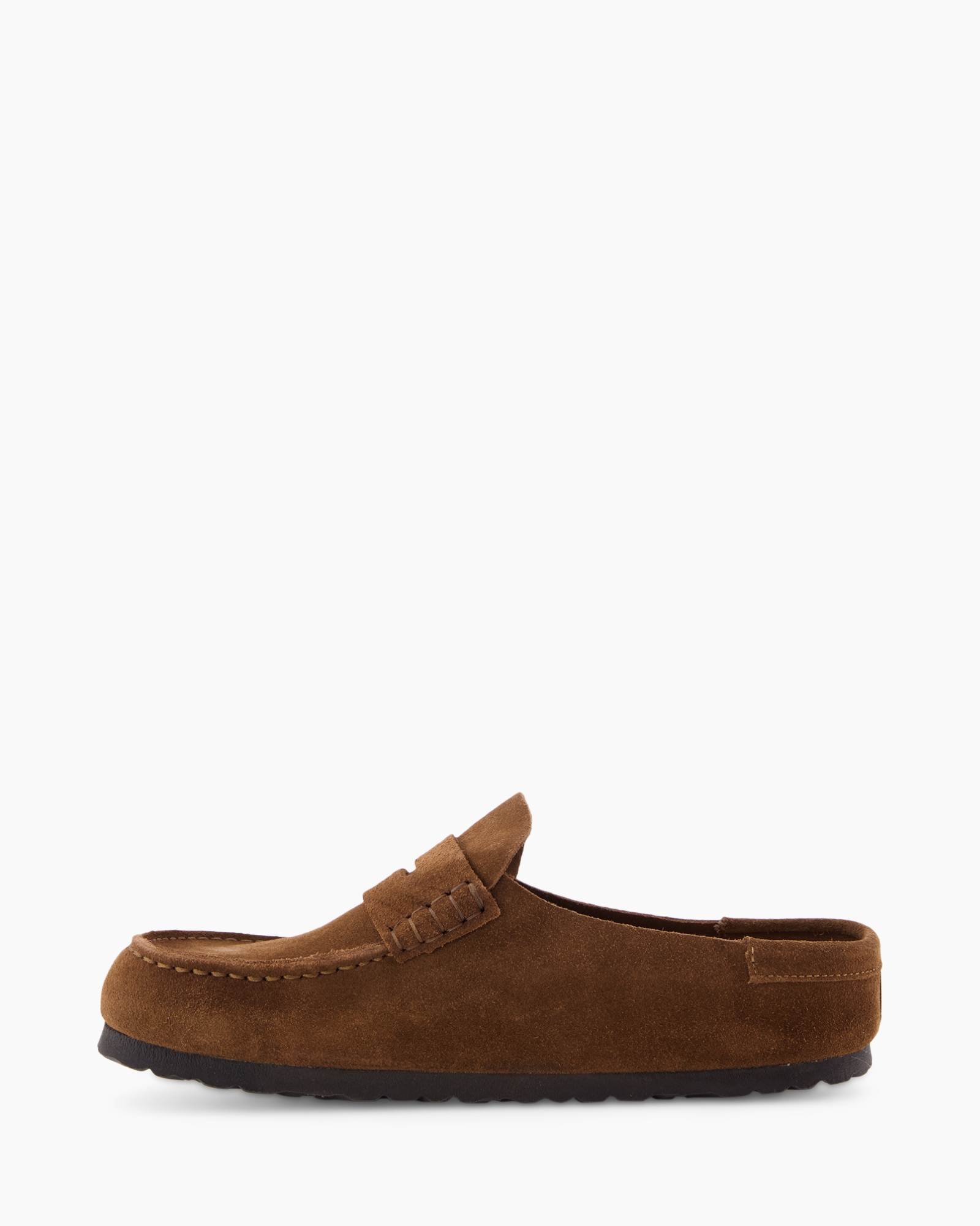 mocassin, slippersnog, bruin, suede, slip-on