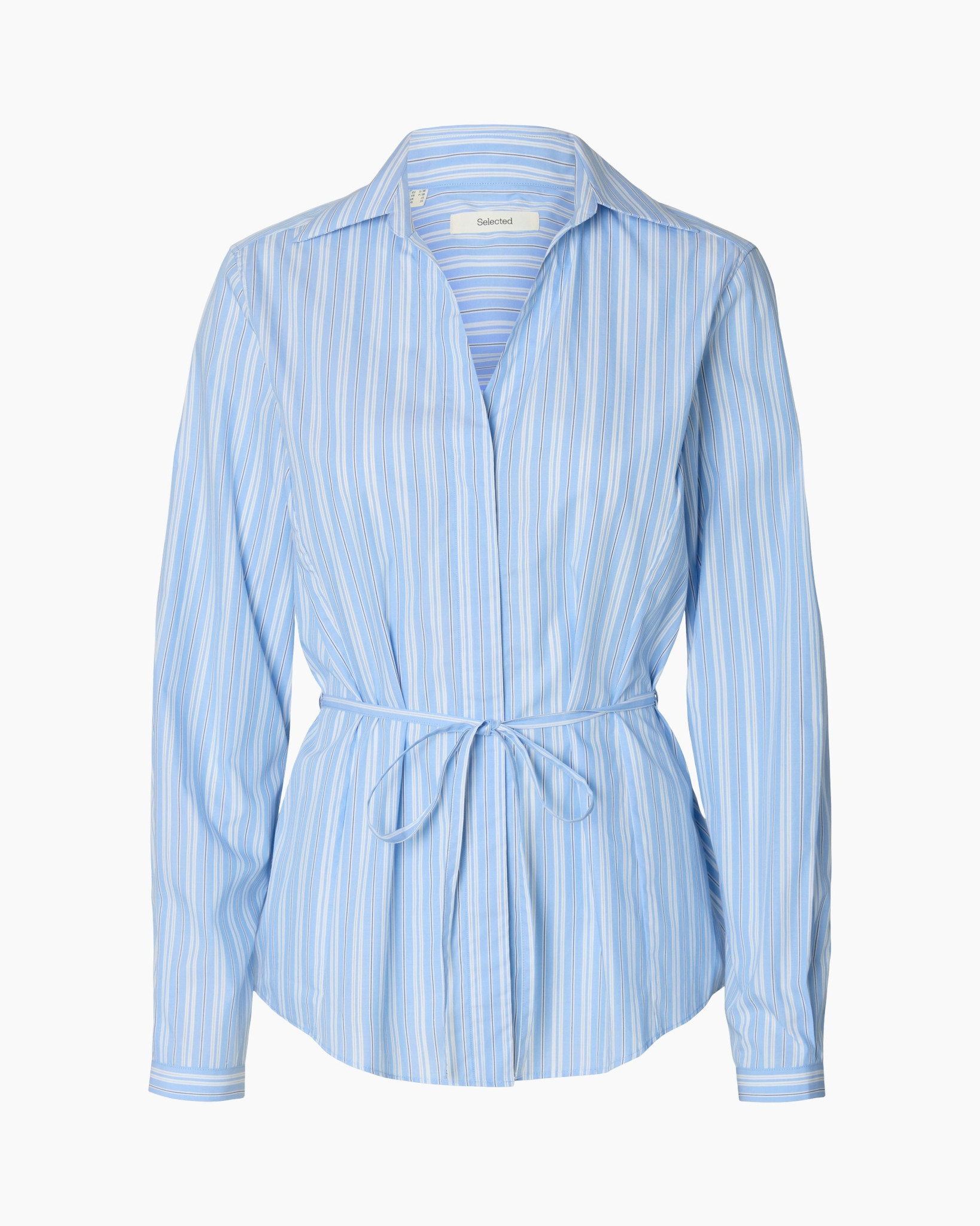 shirt, blouse, gestreept, blauw, riempje