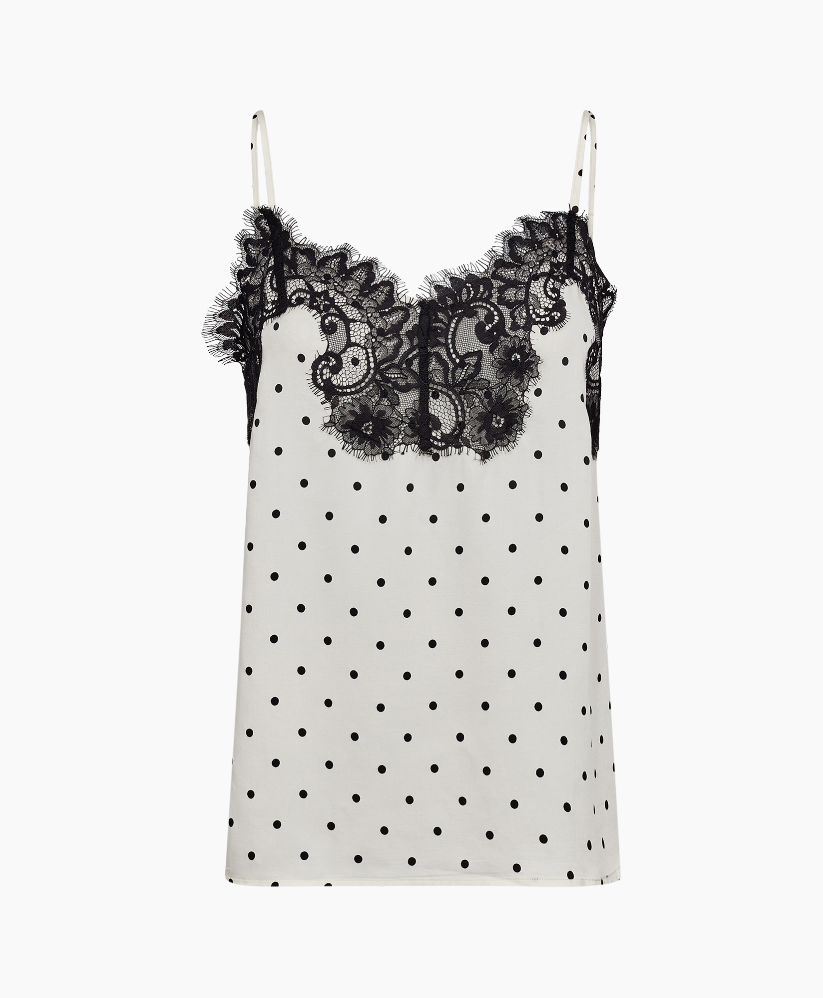 topje, polkadot, kantband, mouwloos, zwart-wit