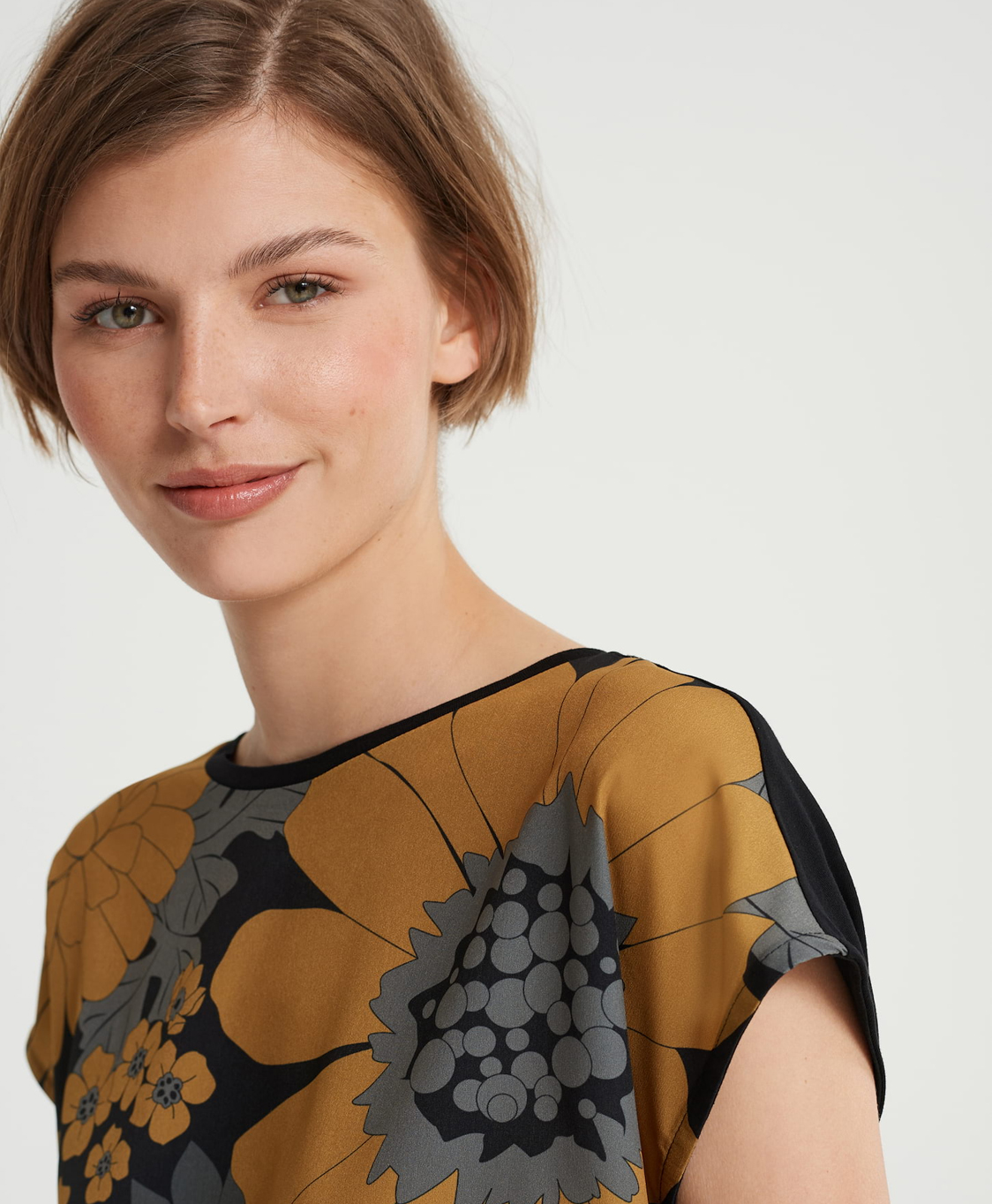 Opus T-shirt Sopi Print Zwart