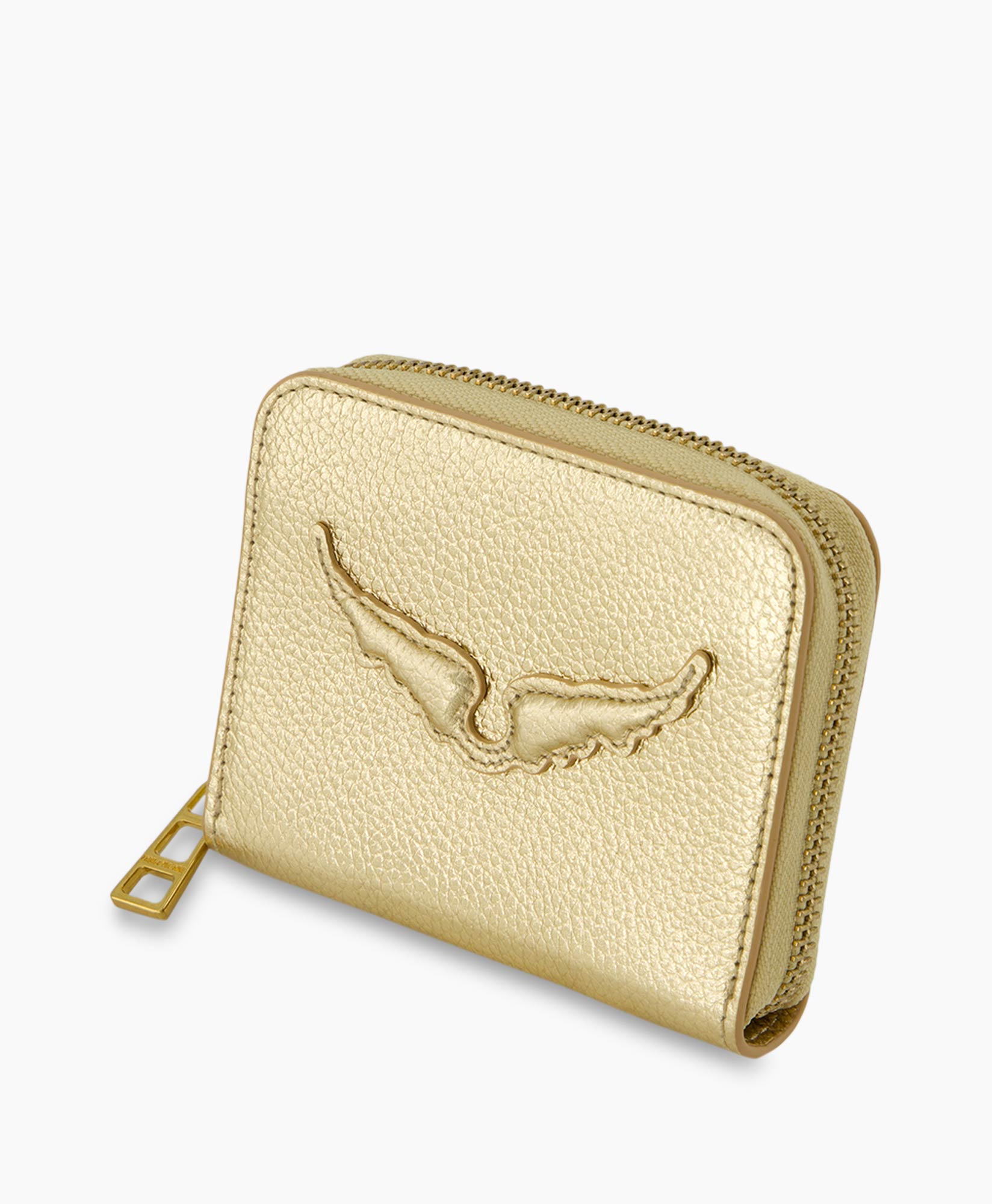 Portomonnee Mini Zv Metallic Grained Leather Goud