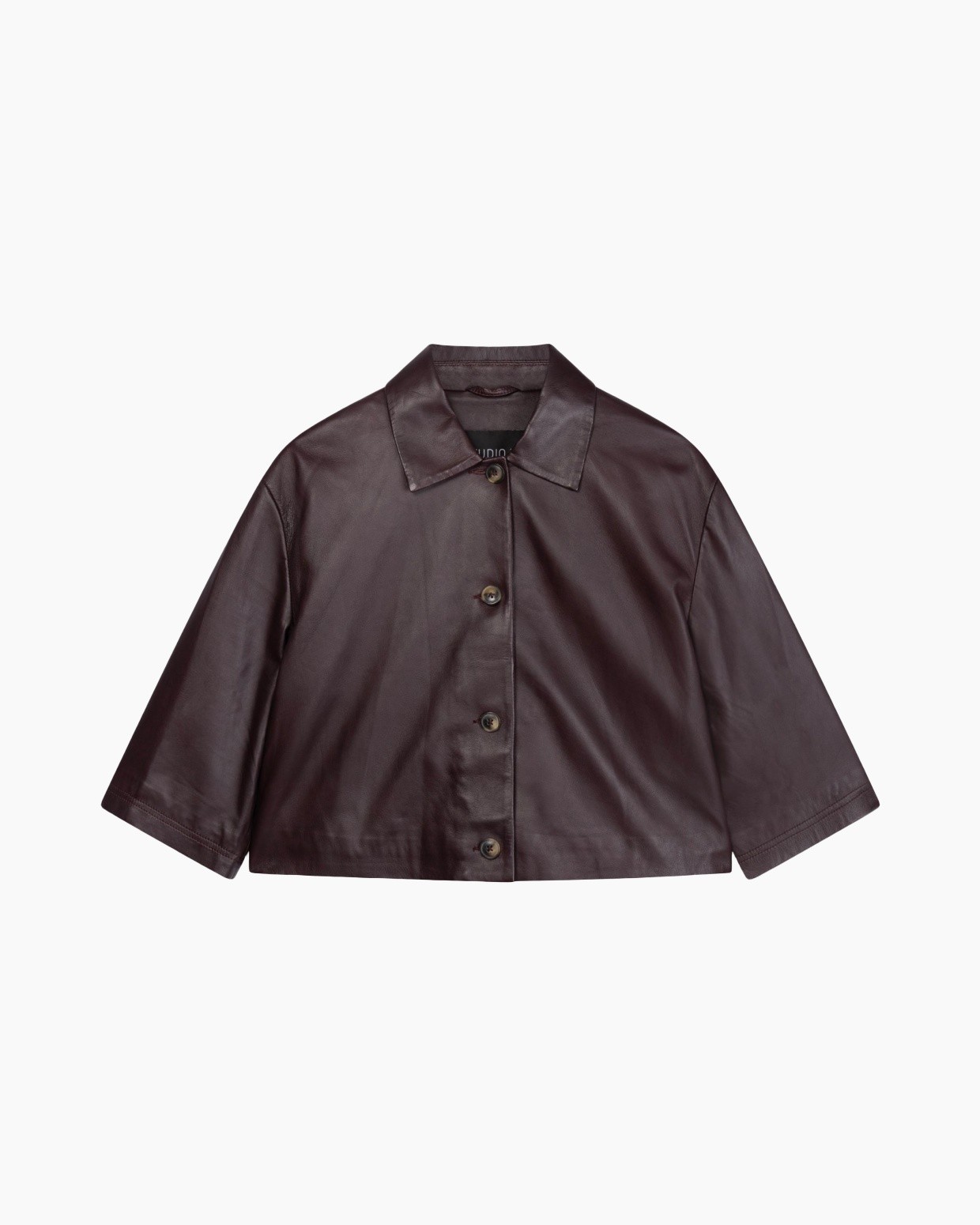 jas, jacket, leer, knopen, korte mouwen