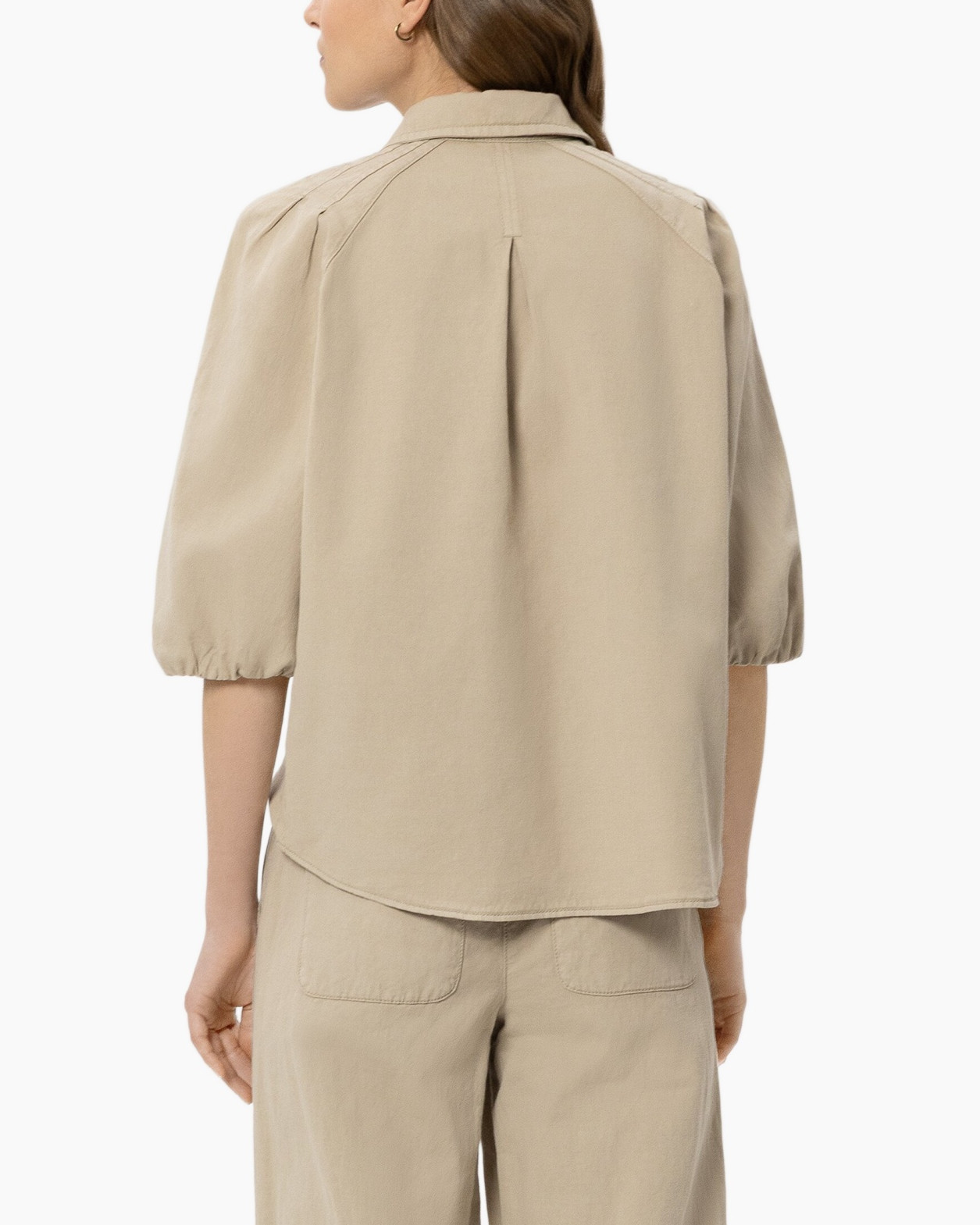 hemd, knopen-knoop, beige, pofmouw, kraag