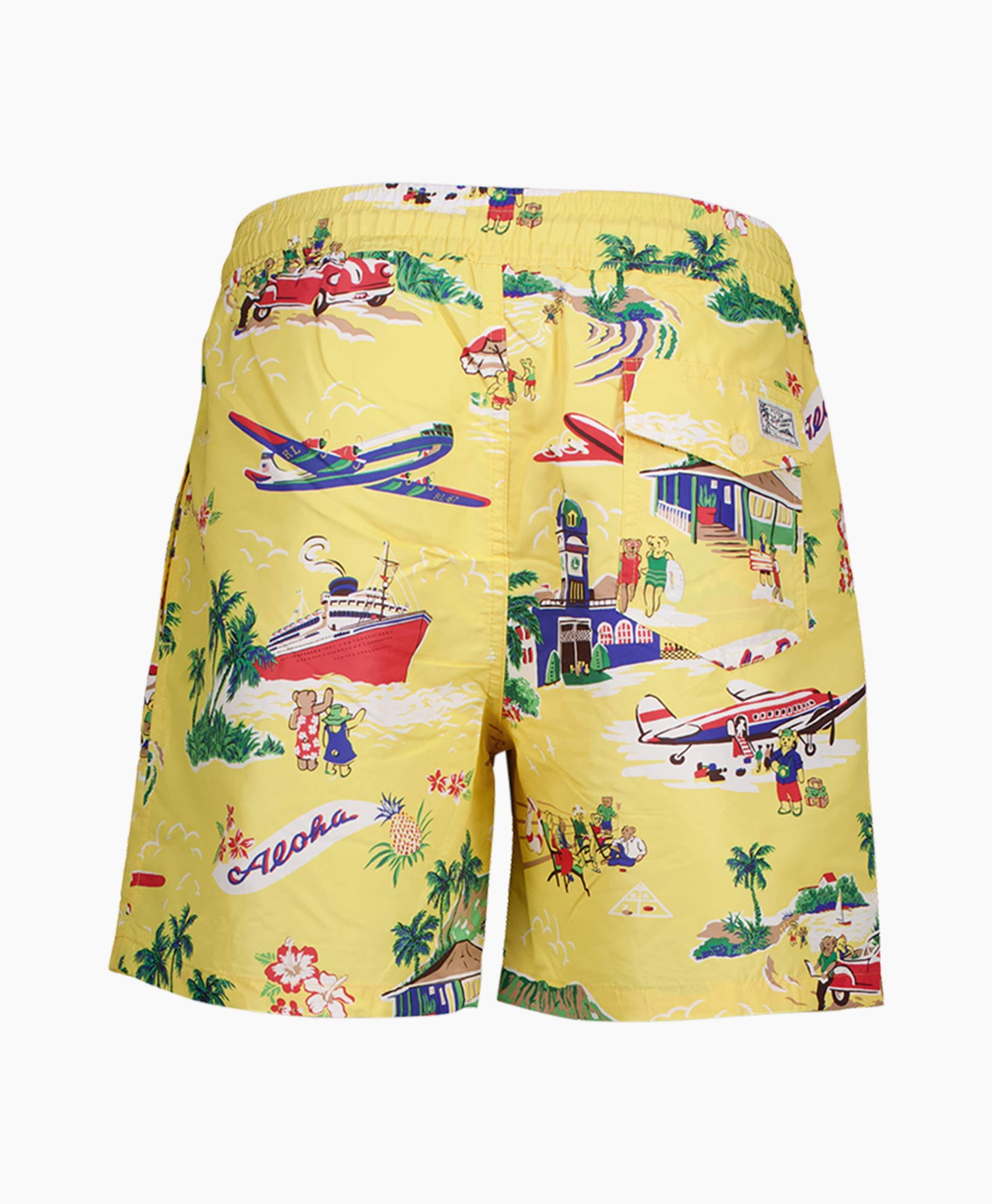 Zwembroek Mid Trunk Slftraveler Print Geel