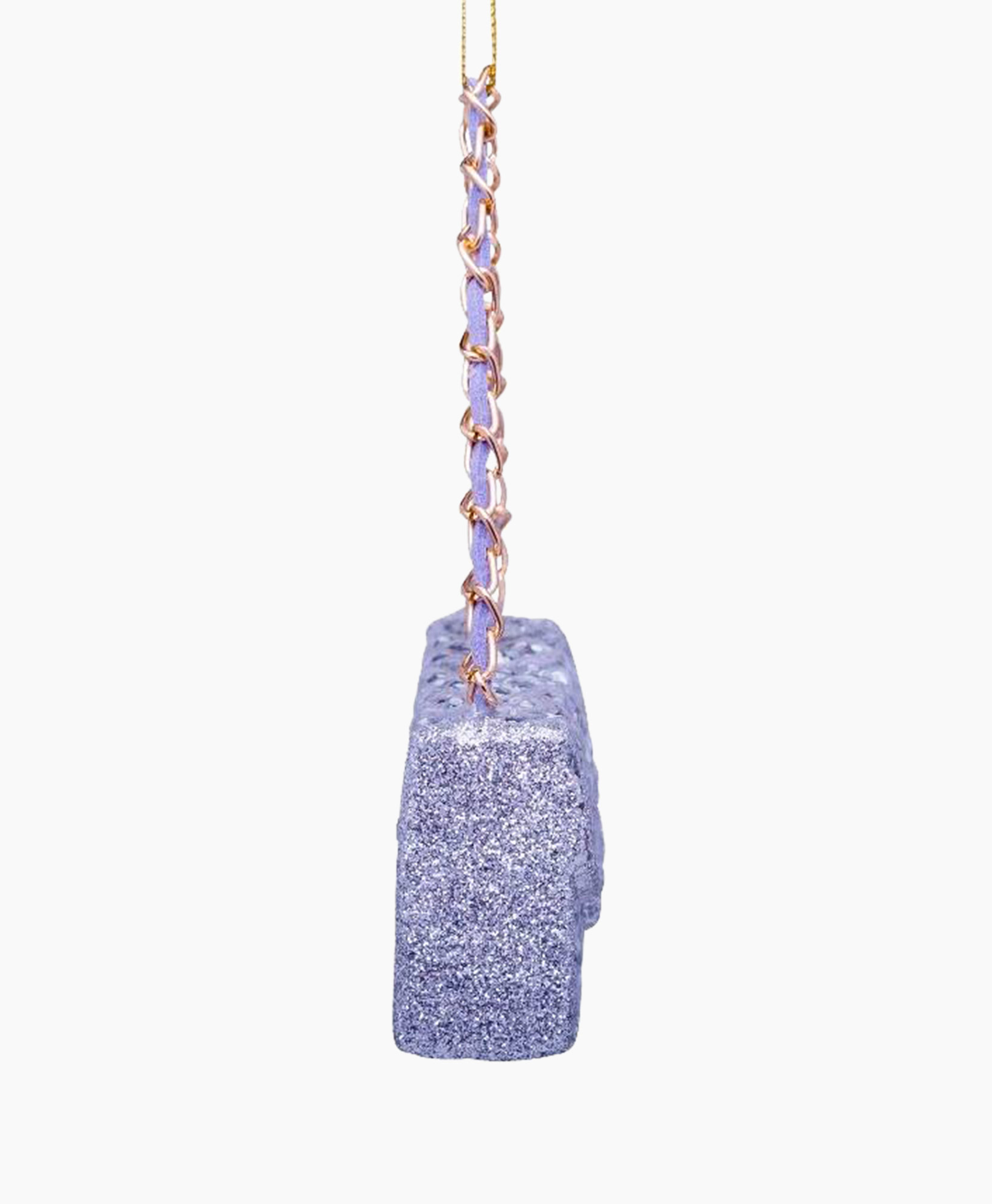 Diversen Ornament Glass Silver Glitter Fashion Bag Zilver