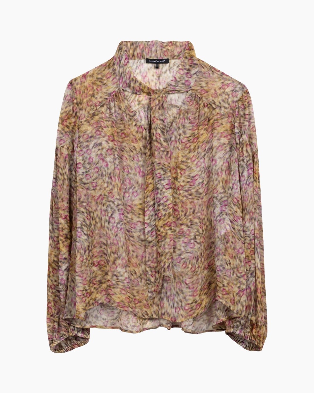 blouse, omslachtig, paisley, lange mouwen, veelkleurig