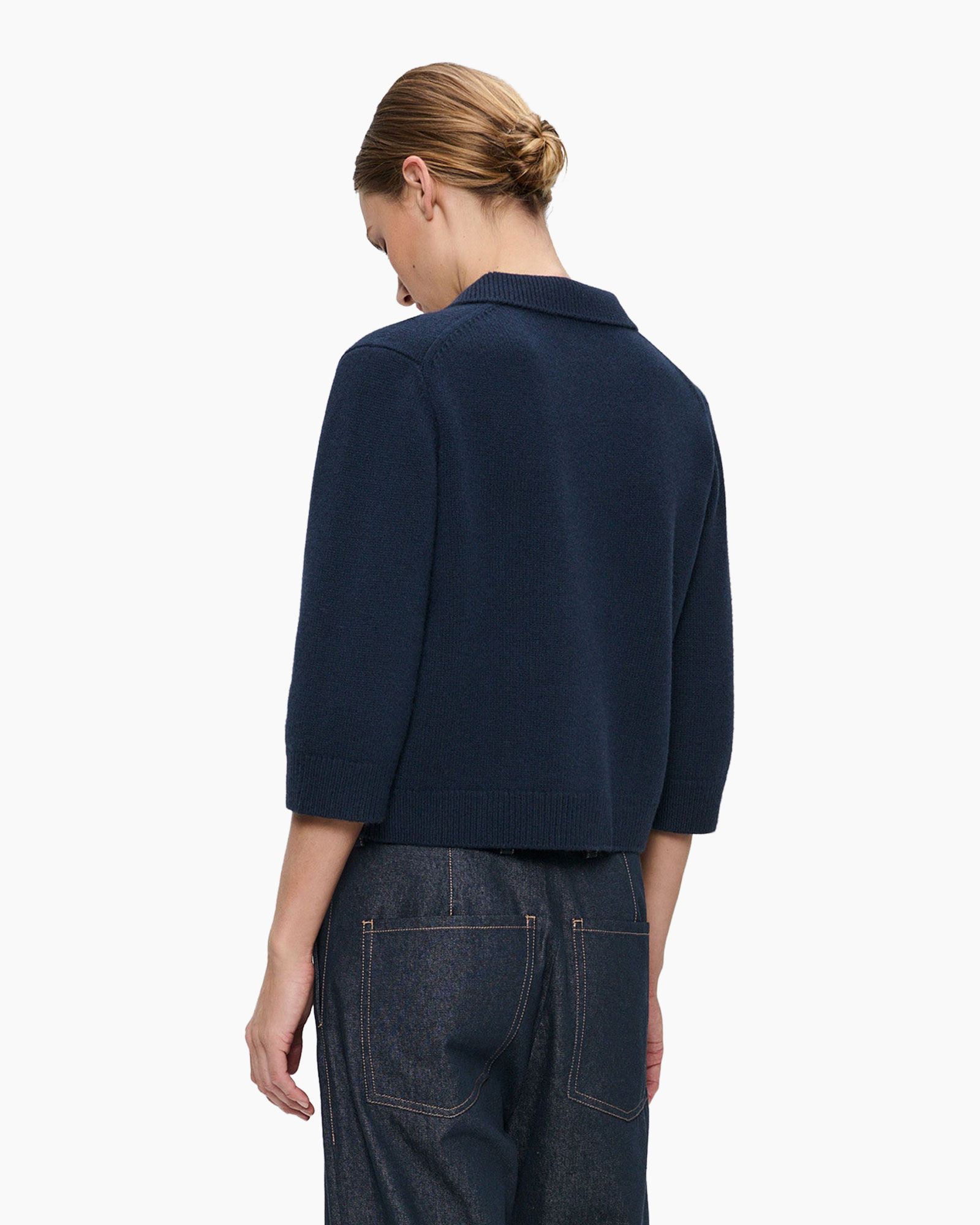 Vest Fine Wool Polo Donker Blauw