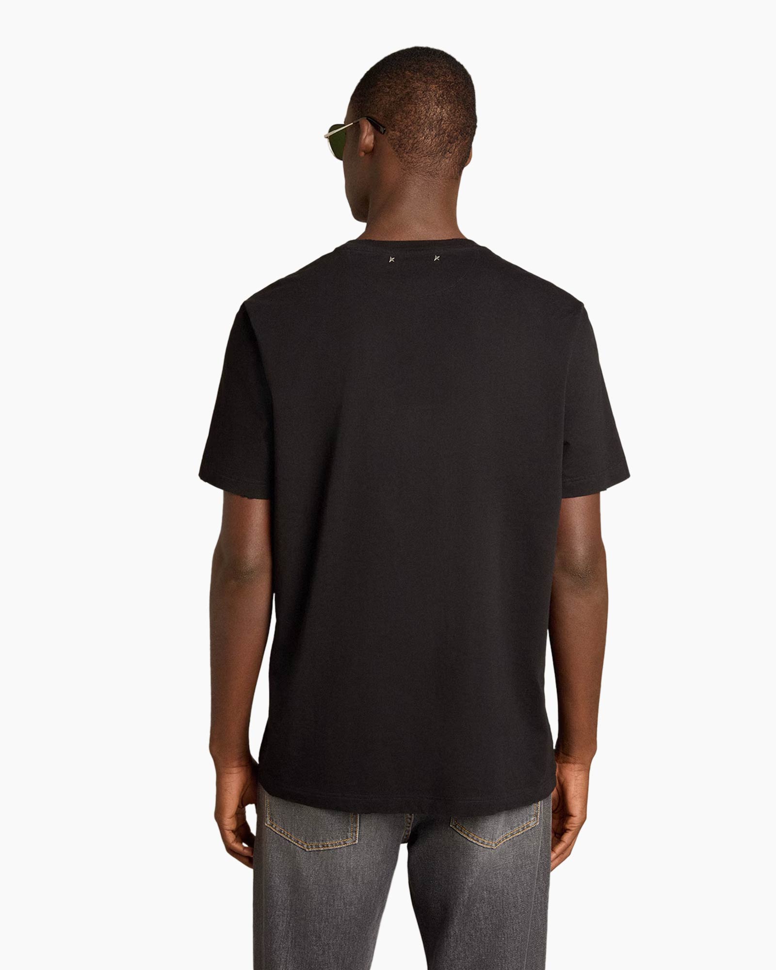 T-shirt Korte Mouw Golden M's Regular Distressed C Zwart