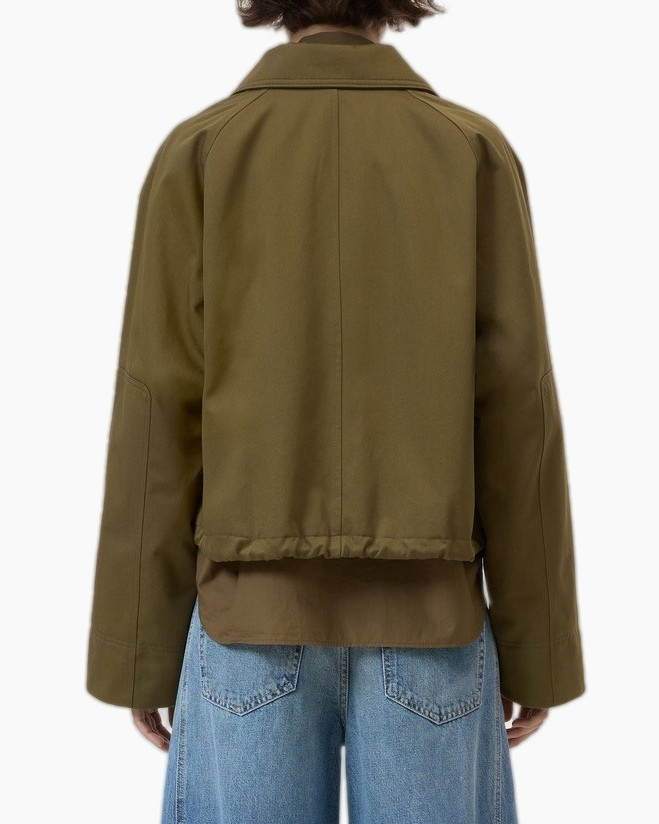 jacket, zip-front, olive, windbreaker, pocketed