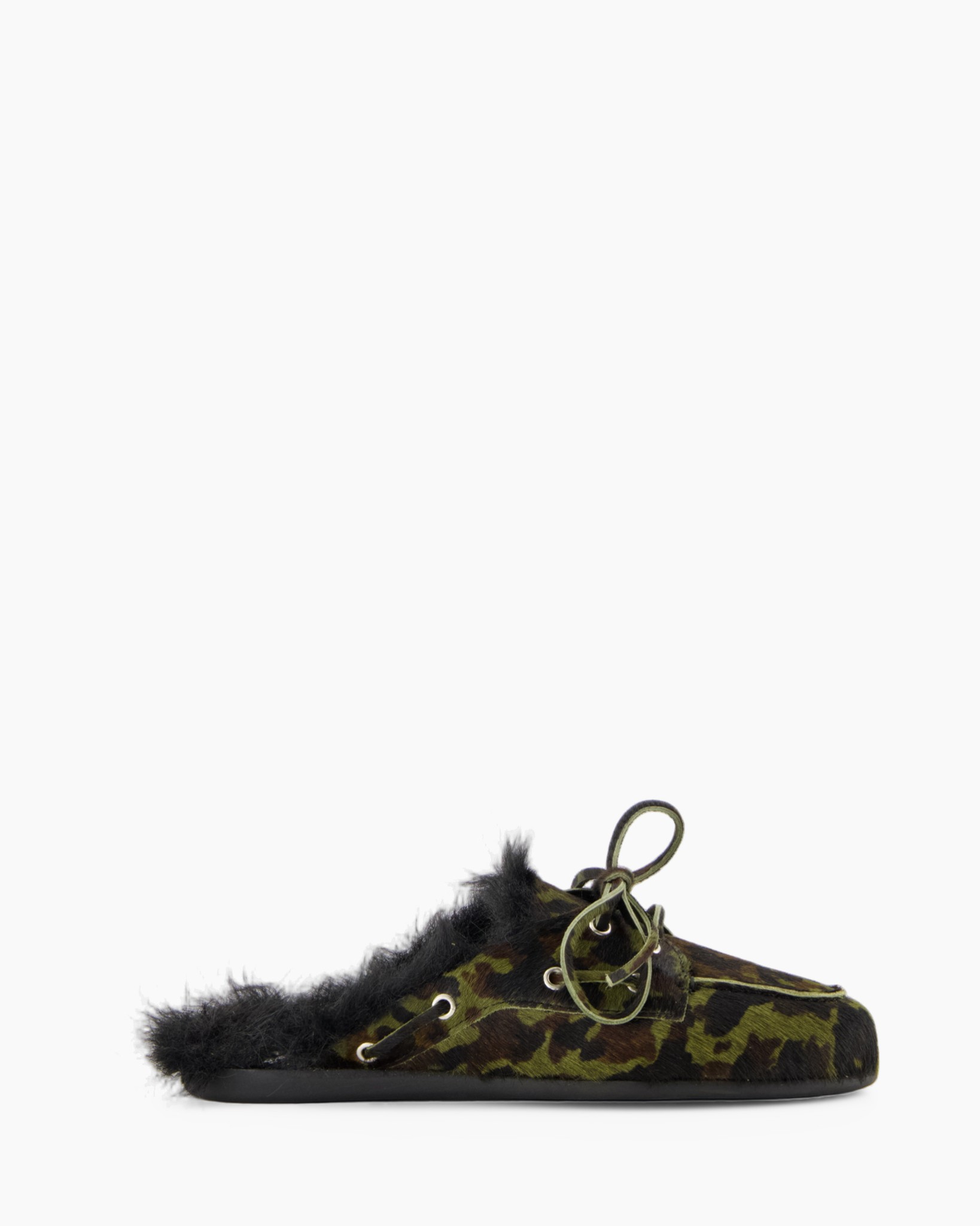 pantufla, camuflaje, pelaje, cordones, deslizante