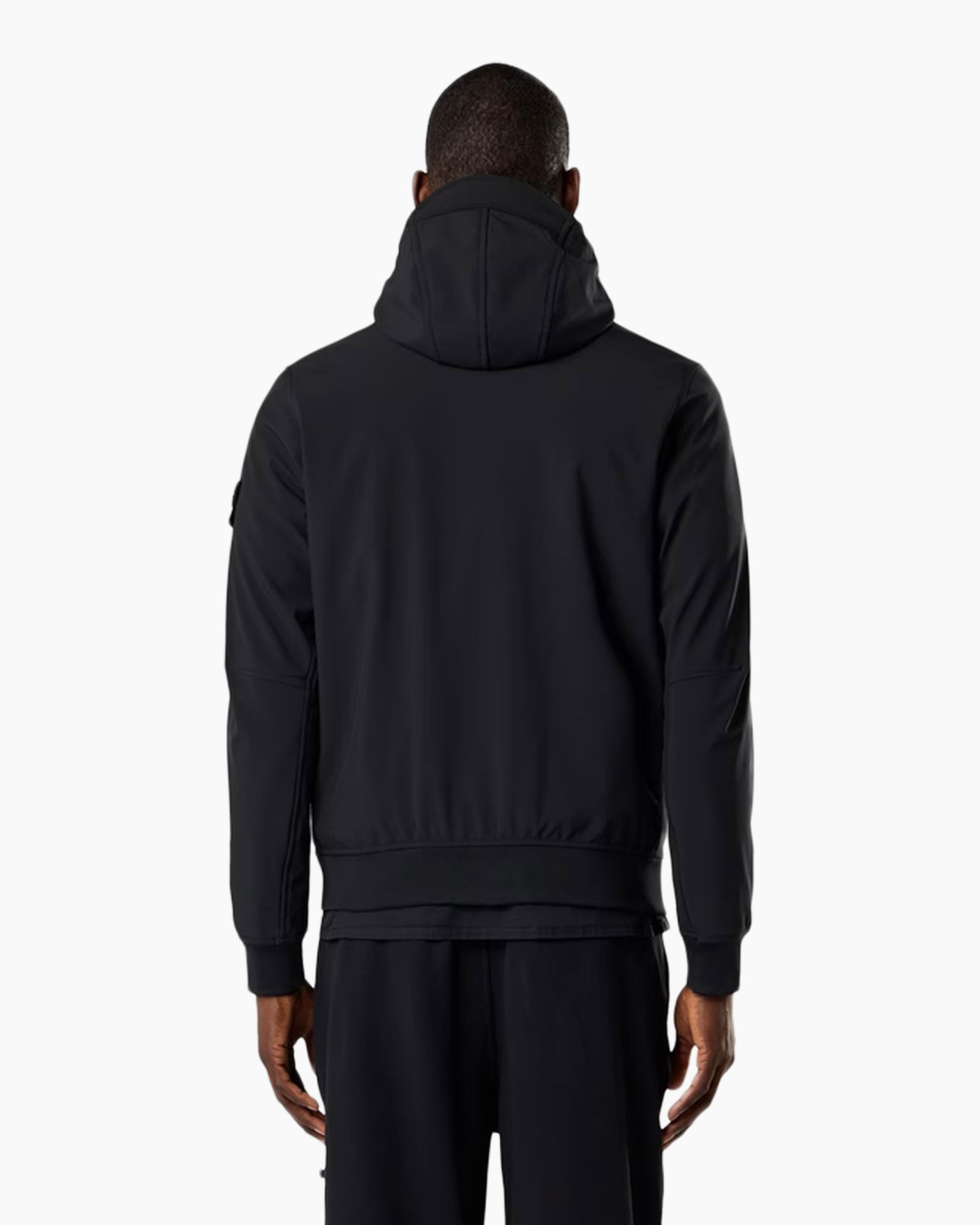 jas, capuchon, zwart, rits, softshell