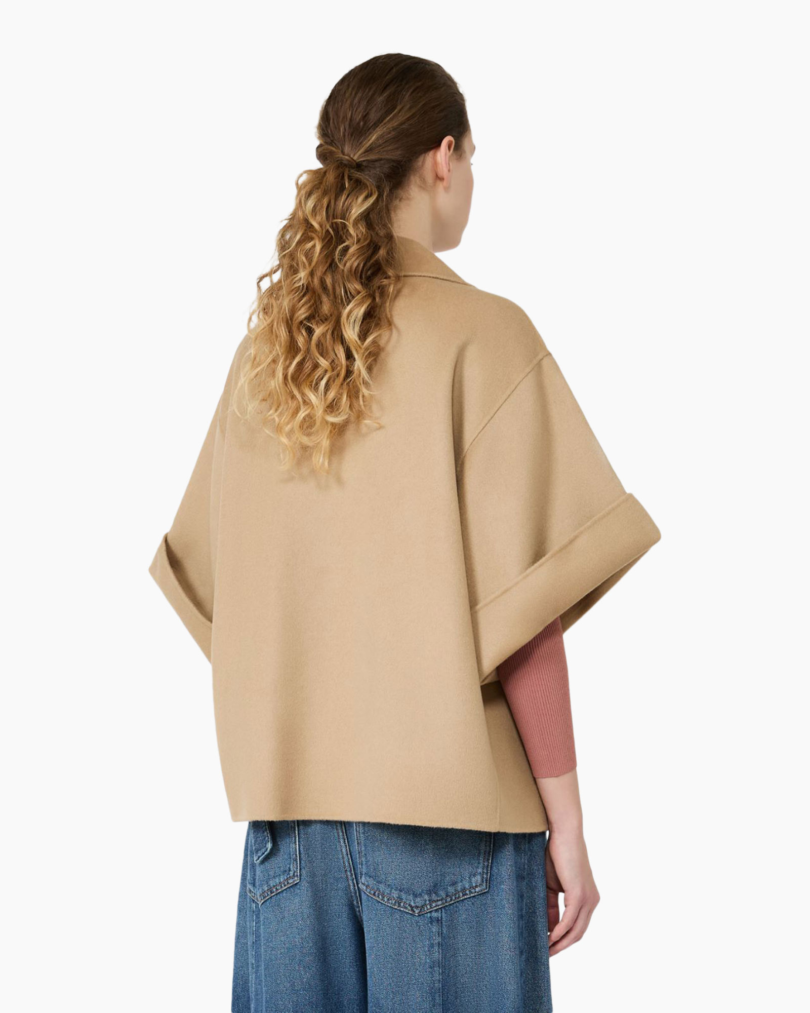 poncho, buitenkleding, beige, oversized, kapmantel