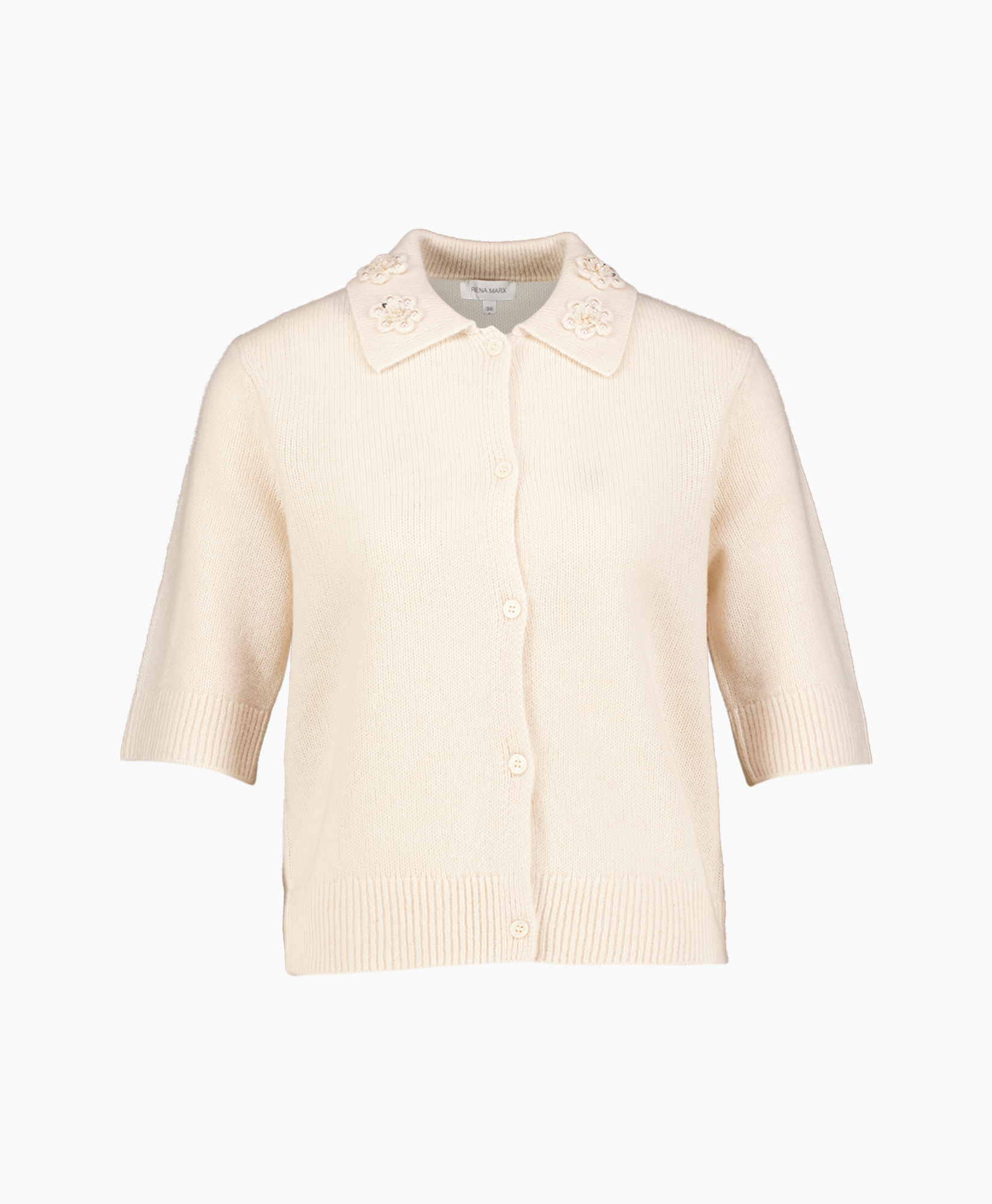 cardigan, trui, crème, kraag, versierde kraag