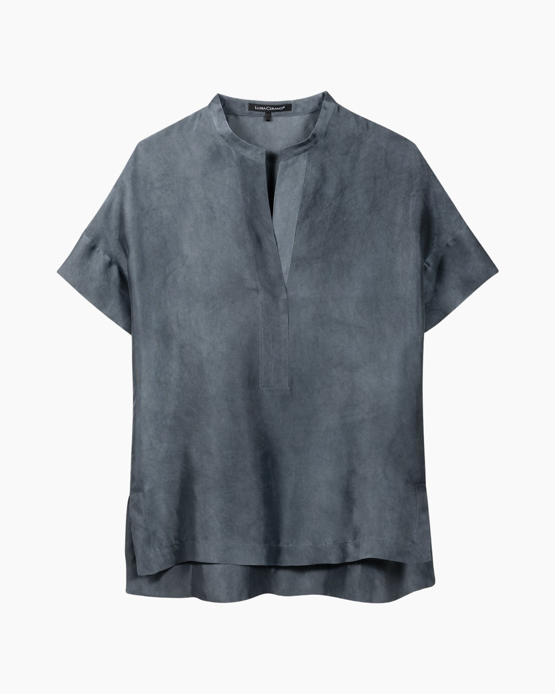 top, blouse, korte mouwen, slategrijs, plat ademend?
