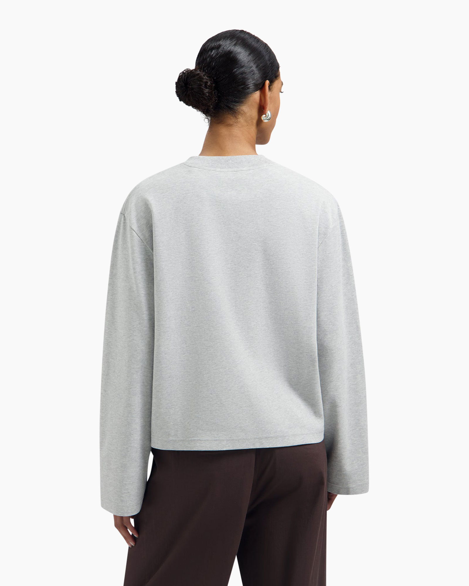 shirt-sweatshirt, lange mouwen, grijs, rolkraag, kort model