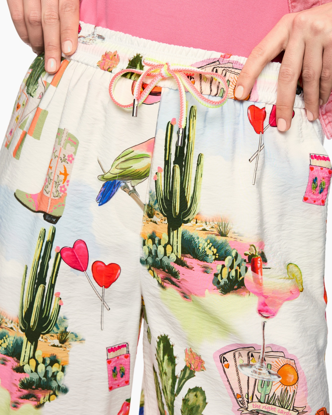 woestijn, cactus, papaverachtige, shorts, trekkoord