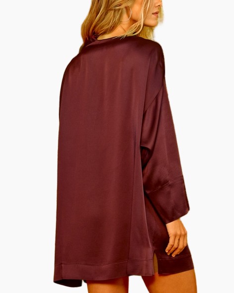 satiin, kimono, satijnen, burgundy, poncho